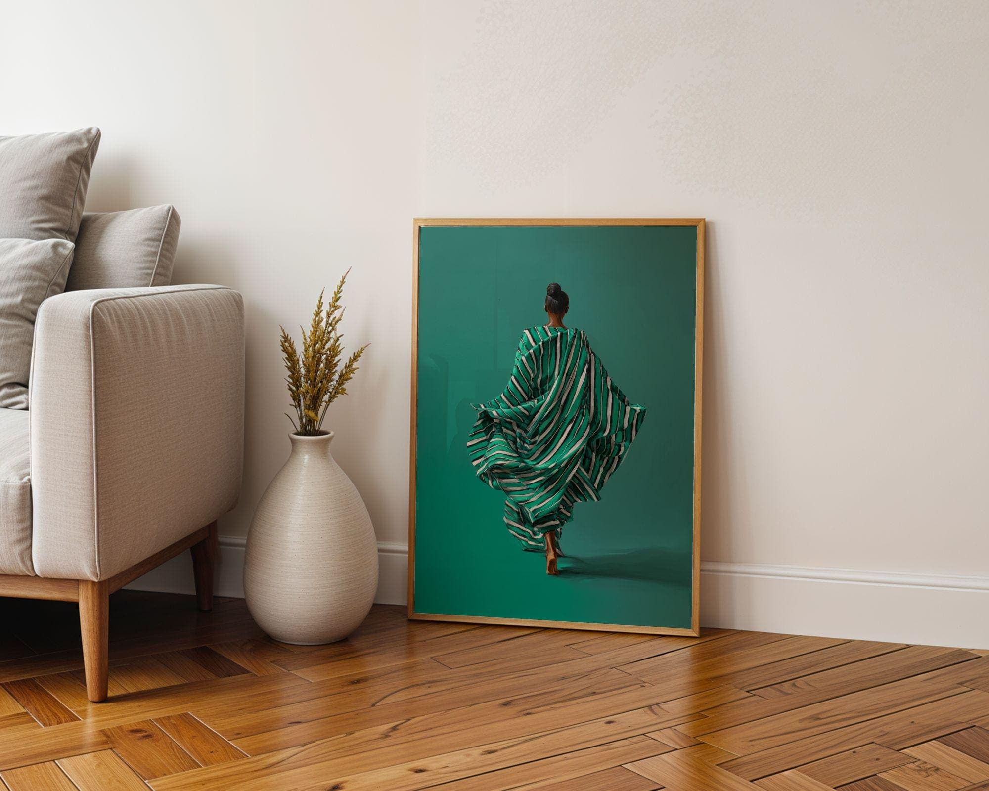 Black Woman Wall Art, Emerald Green Wall Art, African American Wall Art, Modern Green Portrait, Fashion Portrait, Gallery Wall Art, Digital
