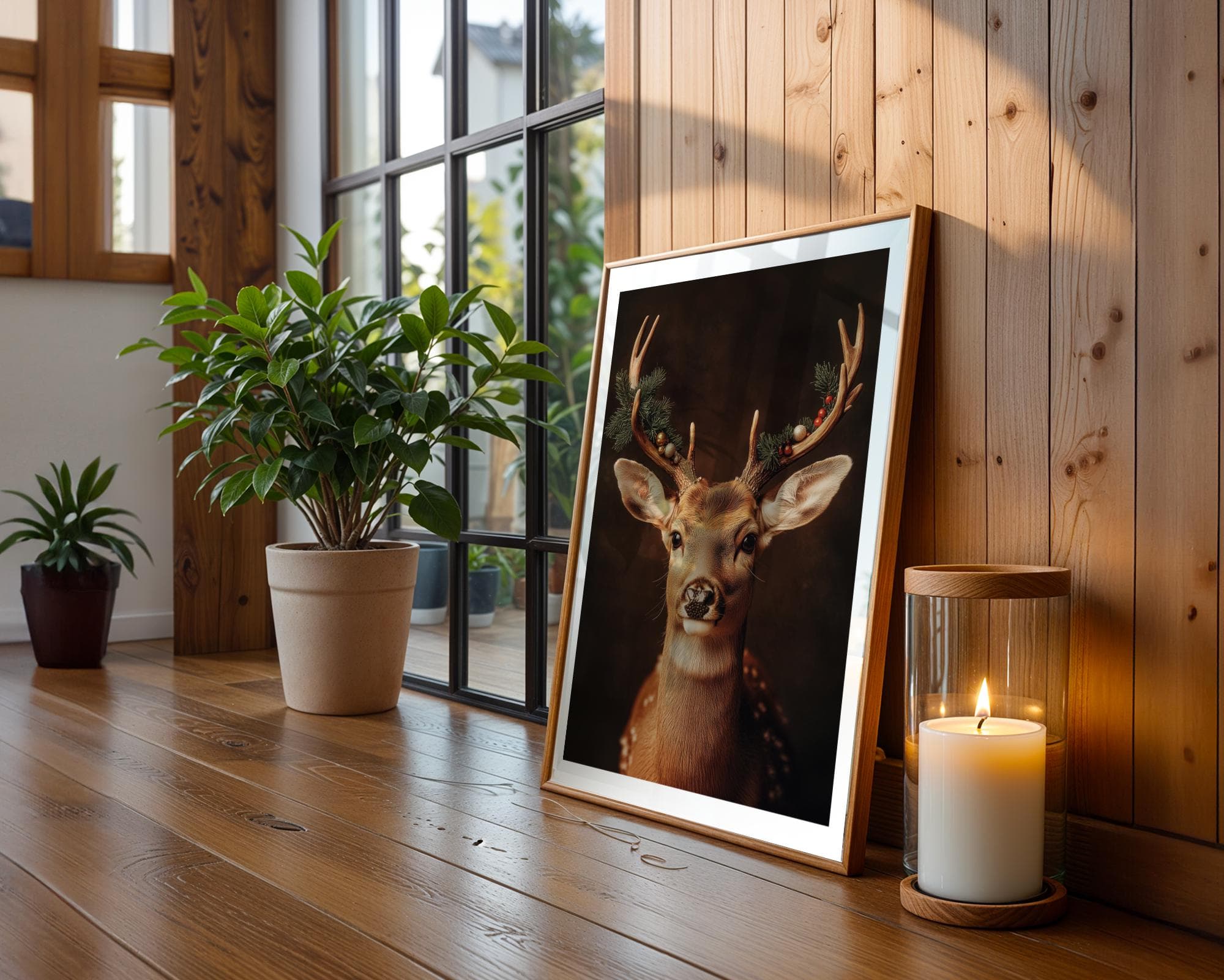 Christmas Reindeer Print, Vintage Deer Print, Farmhouse Decor, Winter Wall Art, Christmas Festive Decor, Digital Download, Deer Poster - view 6