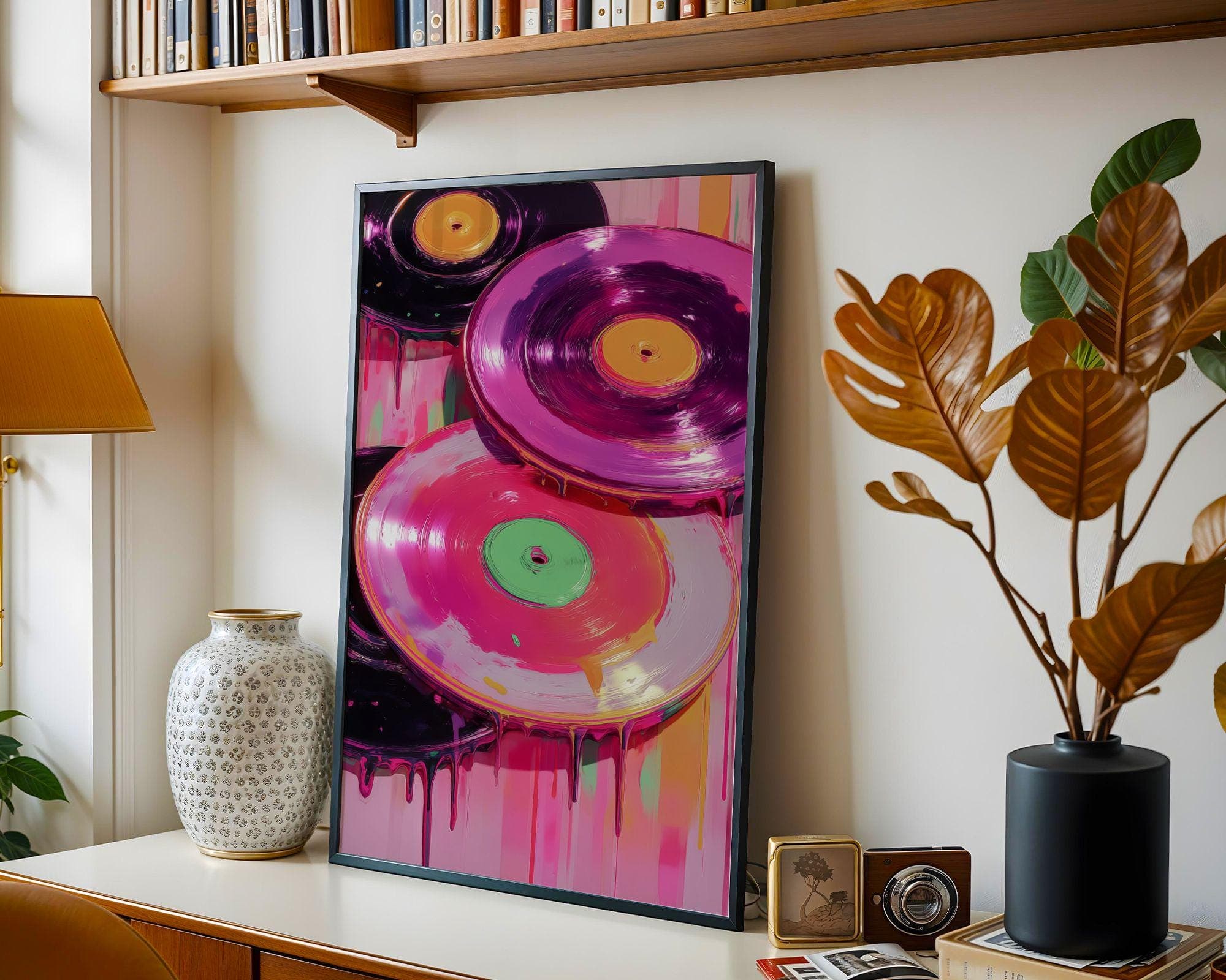 Dripping Vinyl Records Wall Print – Retro Pop Art, Music Lover Wall Art – Retro Vinyl Decor Print, Music Room Decor – Music Lover Gift Print - view 5