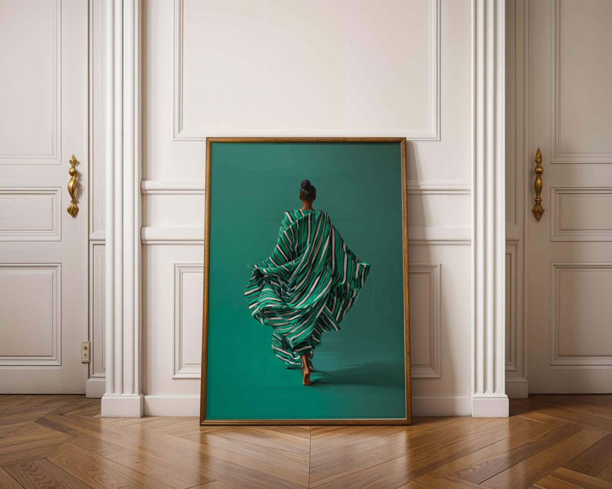 Black Woman Wall Art, Emerald Green Wall Art, African American Wall Art, Modern Green Portrait, Fashion Portrait, Gallery Wall Art, Digital - view 6