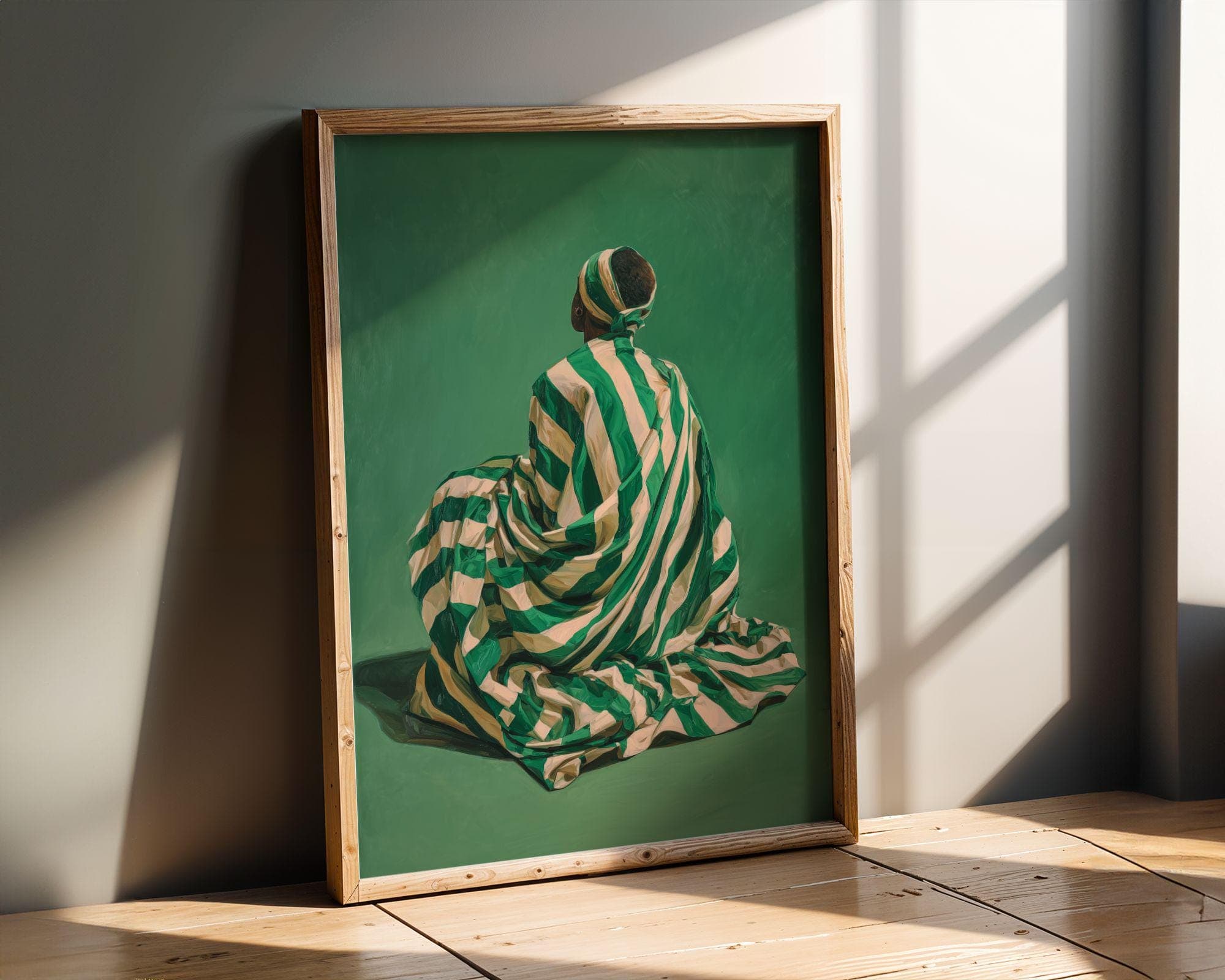 African American Wall Art, Emerald Green Decor, Afrocentric Wall Decor, Emerald Green Background Print, Contemporary Wall Decor, Digital Art - view 4