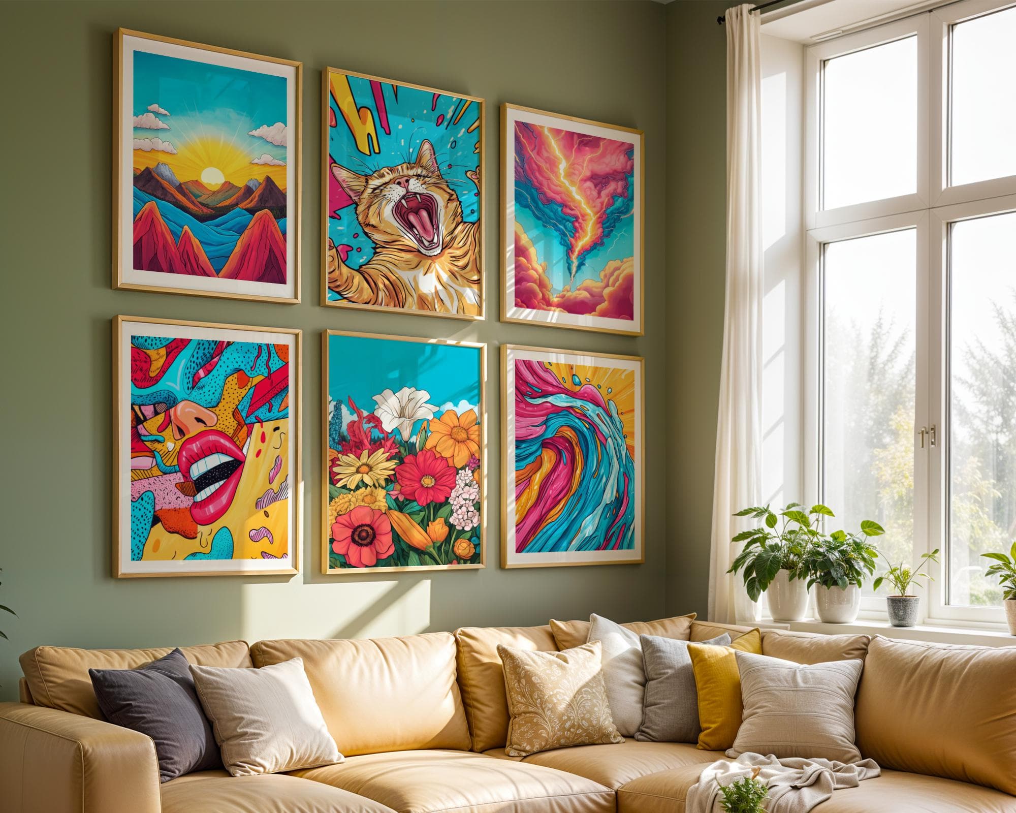 Trendy Aesthetic Wall Prints, Abstract Dopamine Decor, Retro Pop Art Aesthetic, Set of 6 Digital Download, Psychedelic and Modern Art Set - view 3