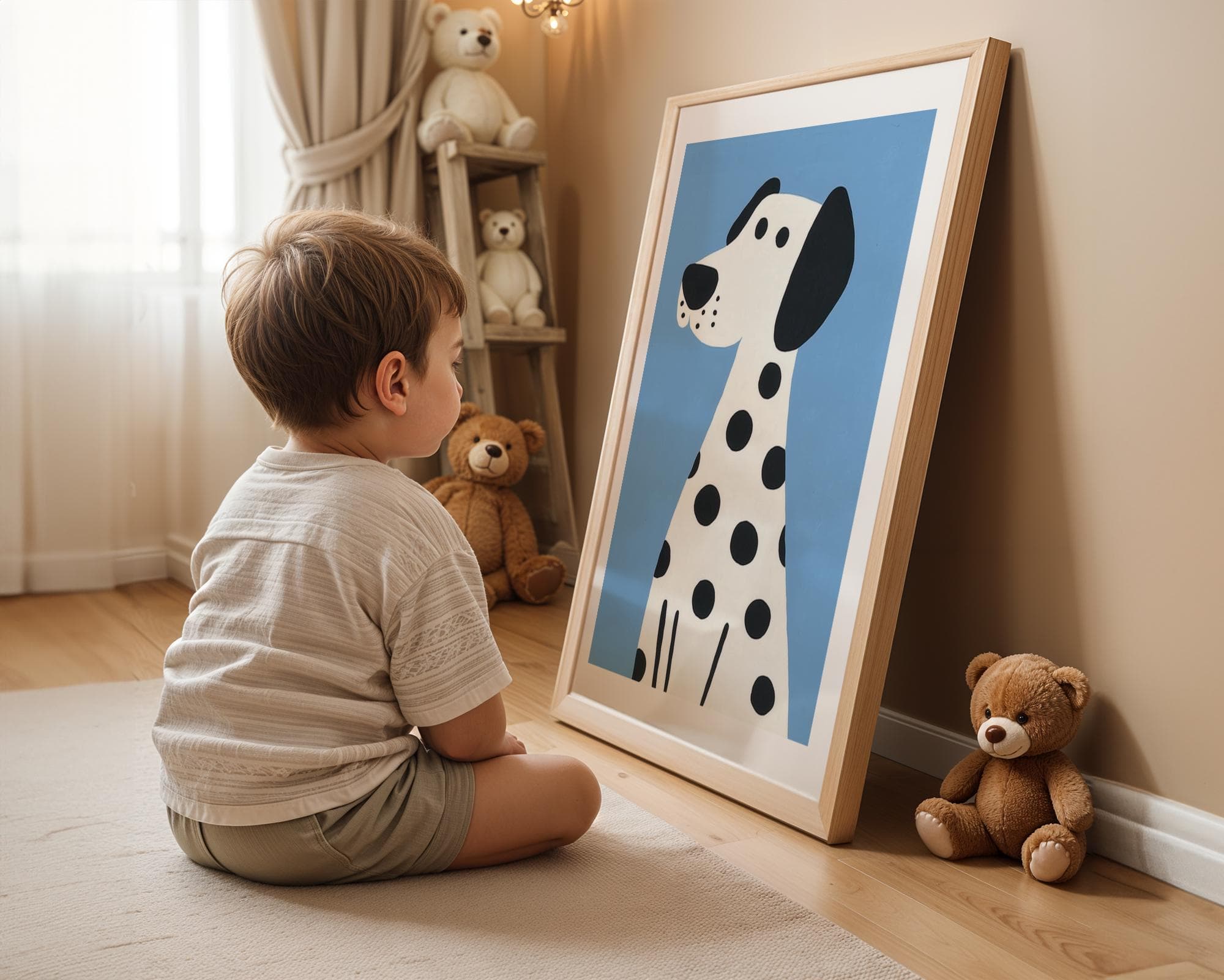 Dalmatian Dog Wall Art, Cute Animal Print for Kids Room,  Nursery Decor, Gender Neutral Toddler Room Dalmatian Poster, Nurserywall Art - view 3