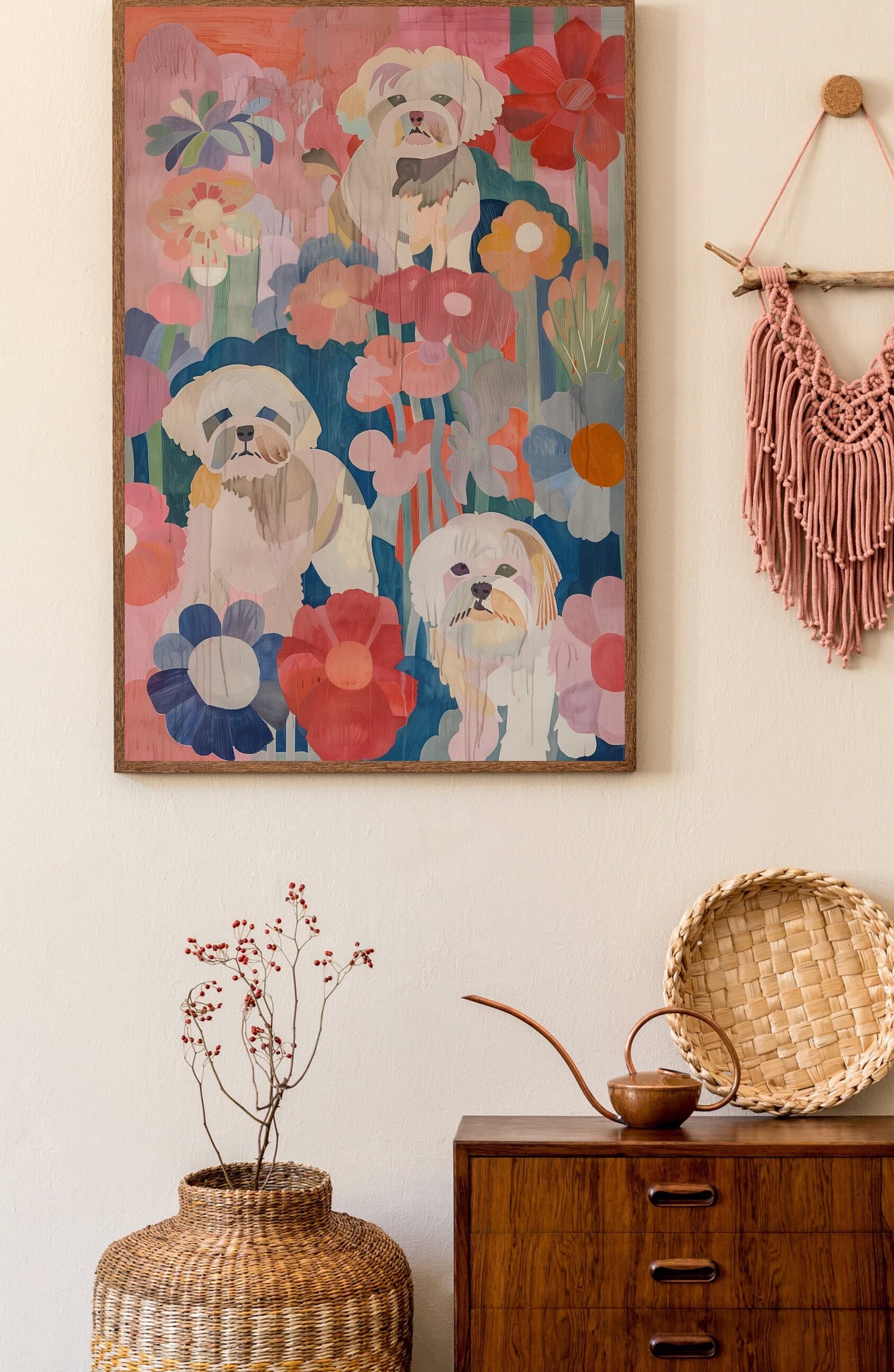 Colorful Dog Poster, Oil Painting, Digital Wall Art, Preppy Dorm Decor, Colorful Dog Print, Aesthetic Decor, Printable Dog Art, Dog lovers - view 4