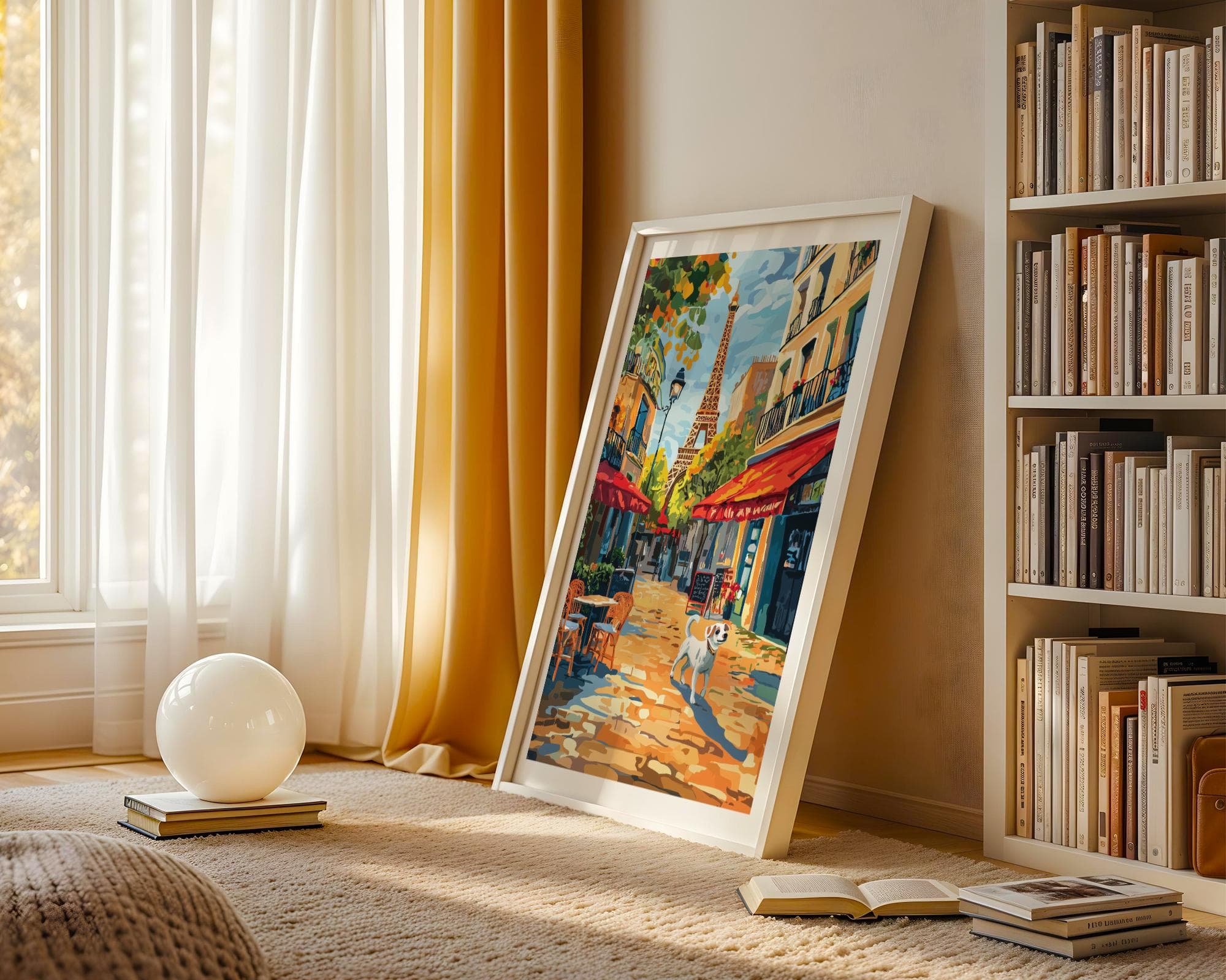 Paris Wall Art, Paris Travel Print, Eiffel Tower and Dog Art, Eiffel Tower Art Print, Colorful Eiffel Tower and Dog Art, Dog Lover Gift - view 7