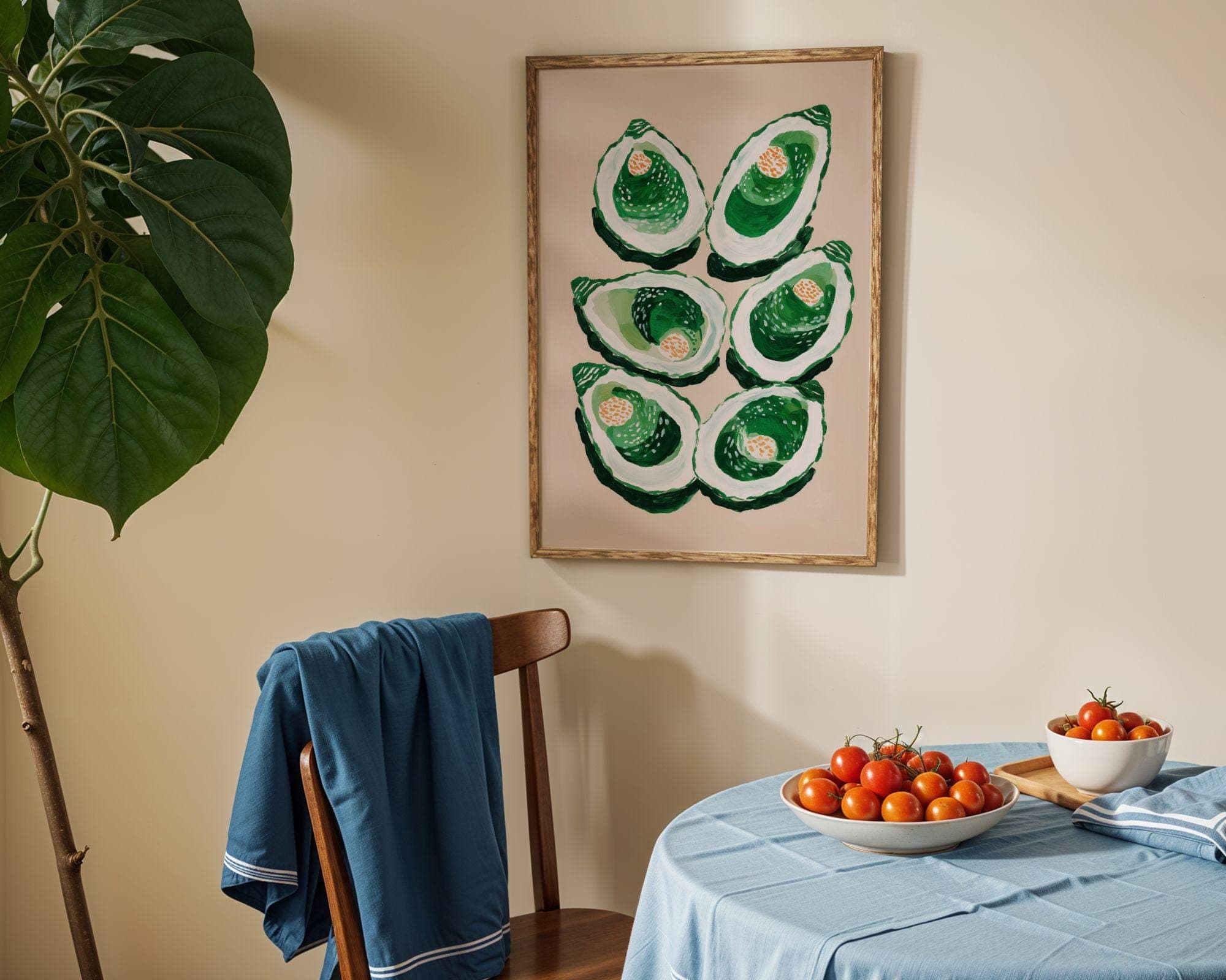 Original Oyster Wall Art | Emerald Green Acrylic Painting | Coastal Dining Room Decor | Kitchen Art Print | Seafood Art | | Food Lover Gift - view 4