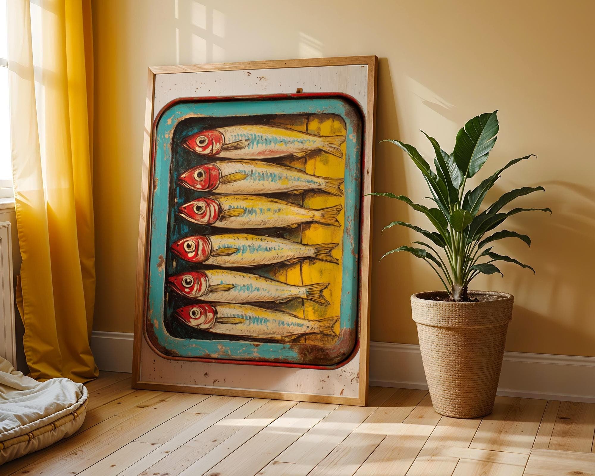 Vintage Sardine Tin Wall Art, Kitchen Poster, Sardine Tin Art, Digital Download, Retro Kitchen Decor, Seafood Wall Art, Retro Wall Print - view 6