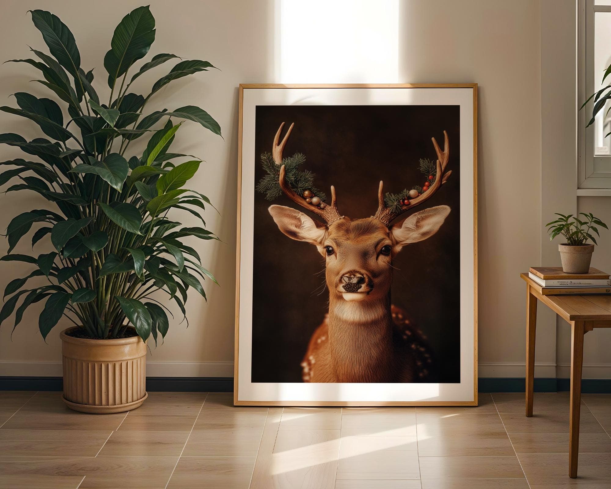 Christmas Reindeer Print, Vintage Deer Print, Farmhouse Decor, Winter Wall Art, Christmas Festive Decor, Digital Download, Deer Poster - view 3