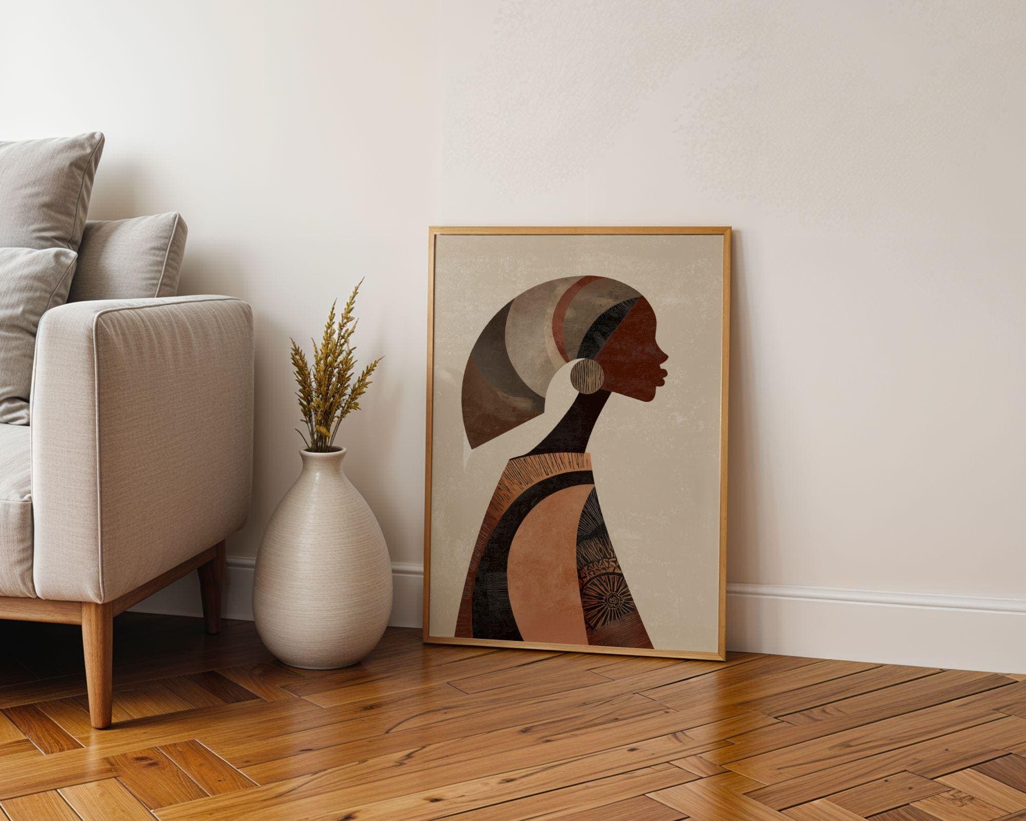 African American Wall Art, Modern Afrocentric Decor, African Art Print, Abstract Black Woman Wall Art Print, Neutral Wall Art Print - view 3