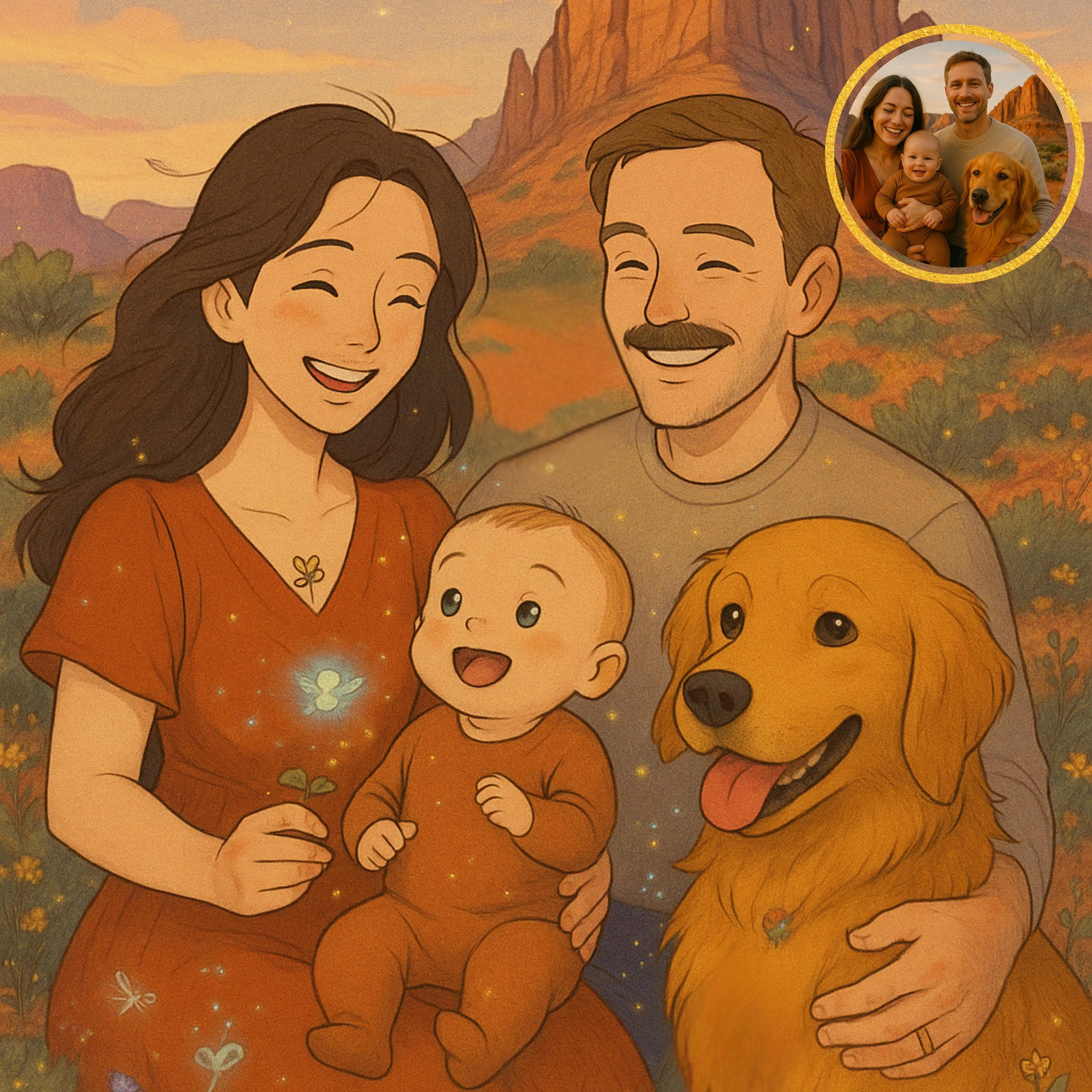 Custom Couple Anime Portrait, Hand Drawn Anime Portrait, Custom Cartoon Style Art, Personalized Couple with Dog in Cartoon Style for Lovers - view 8