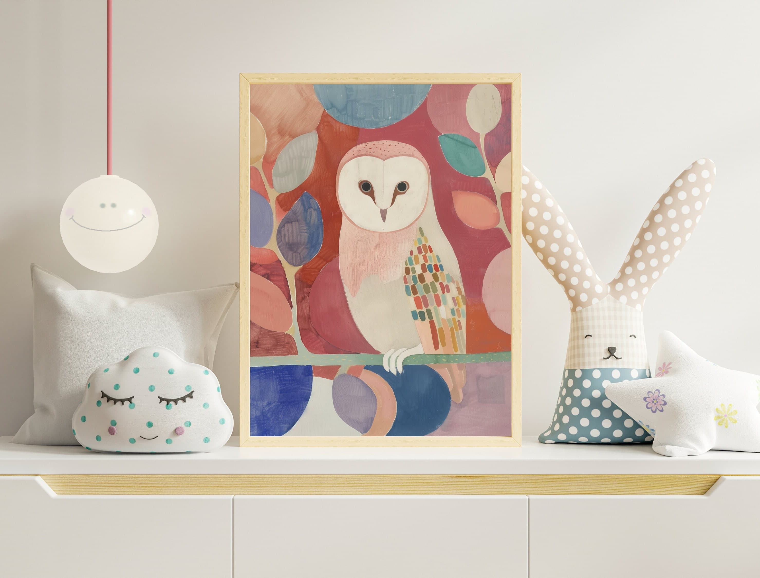 Colorful Owl Printable Digital Art, Oil Painting, Wildlife Art, Owl Love Art, Abstract Owl, Owl Poster, Gift for owl lovers, Pink Prints - view 5