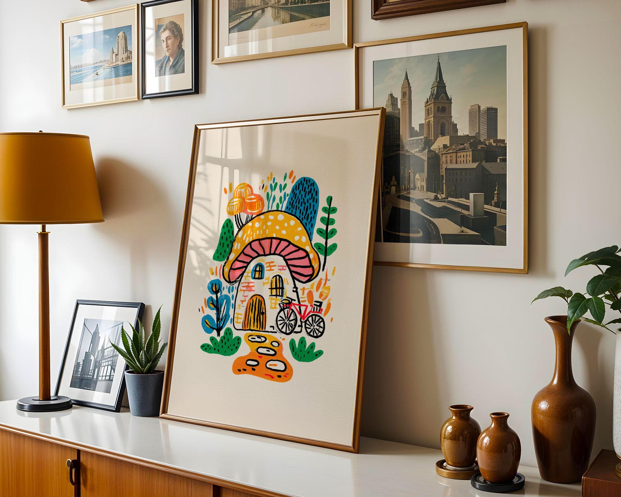 Whimsical Mushroom House Print – Cottagecore Fairy Tale Wall Art (Digital Download) - view 2