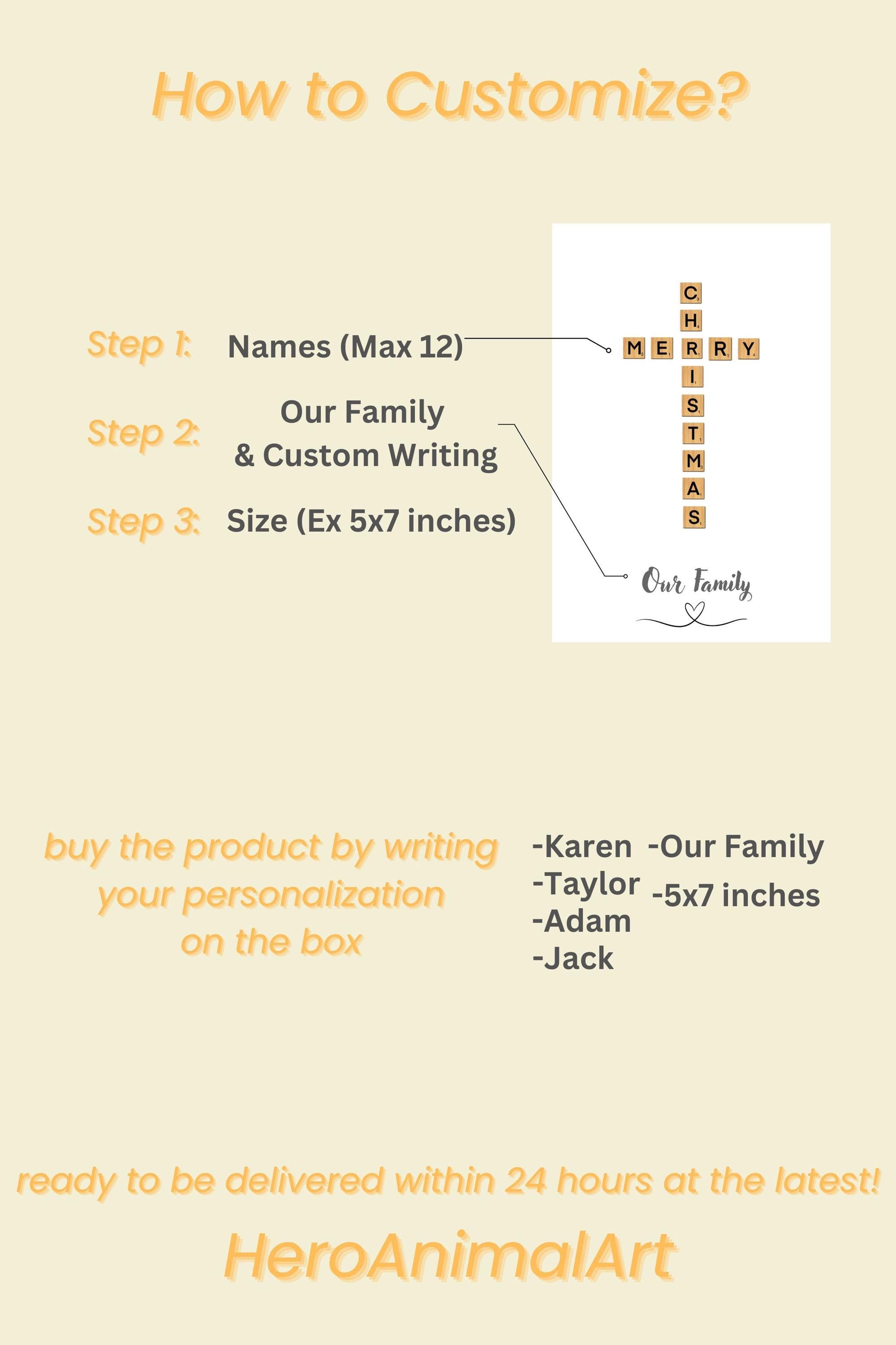 Personalised Family Scrabble Print, Anniversary Gift For Her,Personalised Family Name Print,Crossword Scrabble Print,Christmas Gift for Wife - view 2