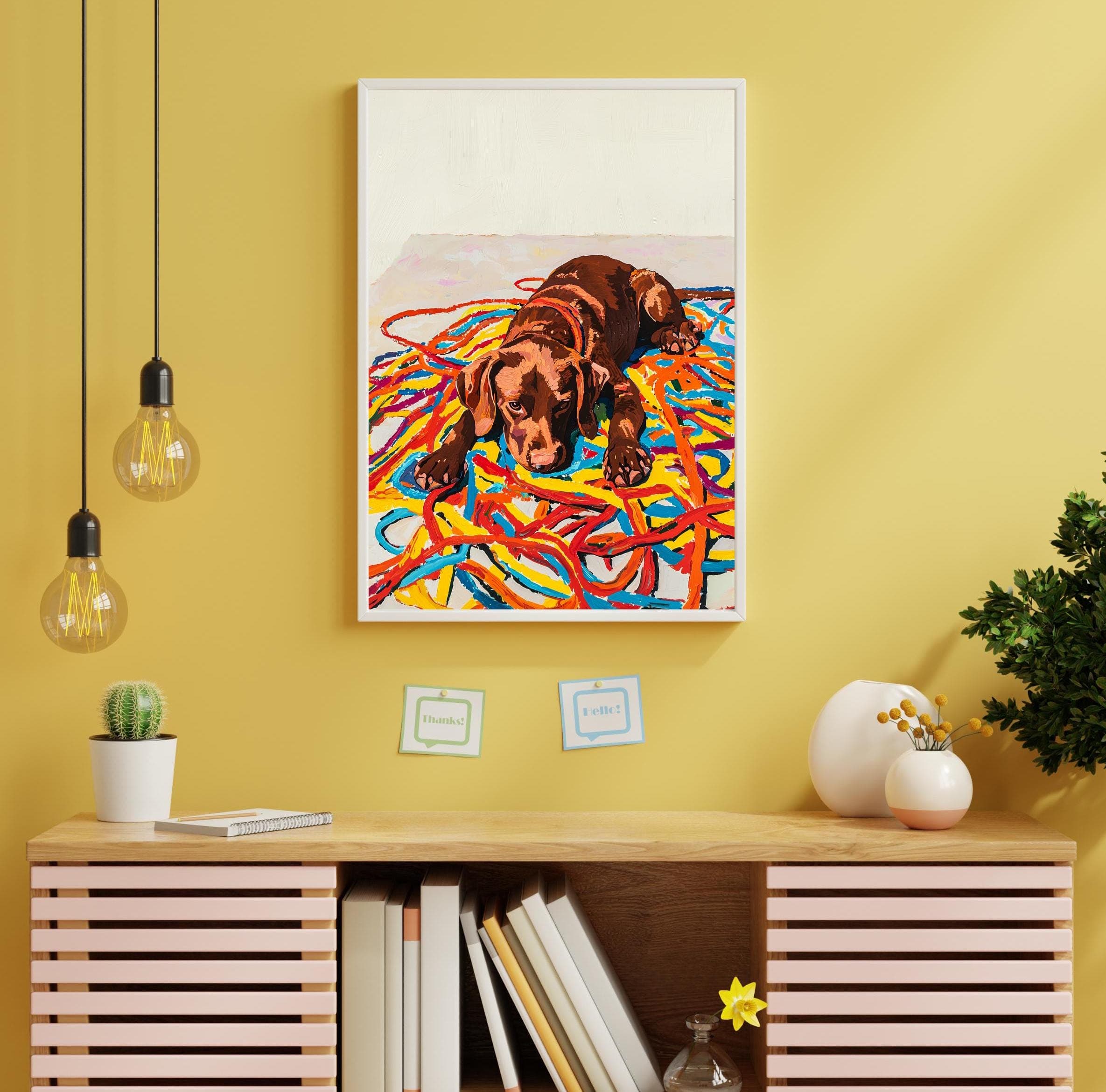Brown Labrador Print, Dog Nursery Wall Art, Colorful Labrador Poster, Labrador Wall Decor, Colorful Dog Digital Printable Art, Dog Poster - view 2