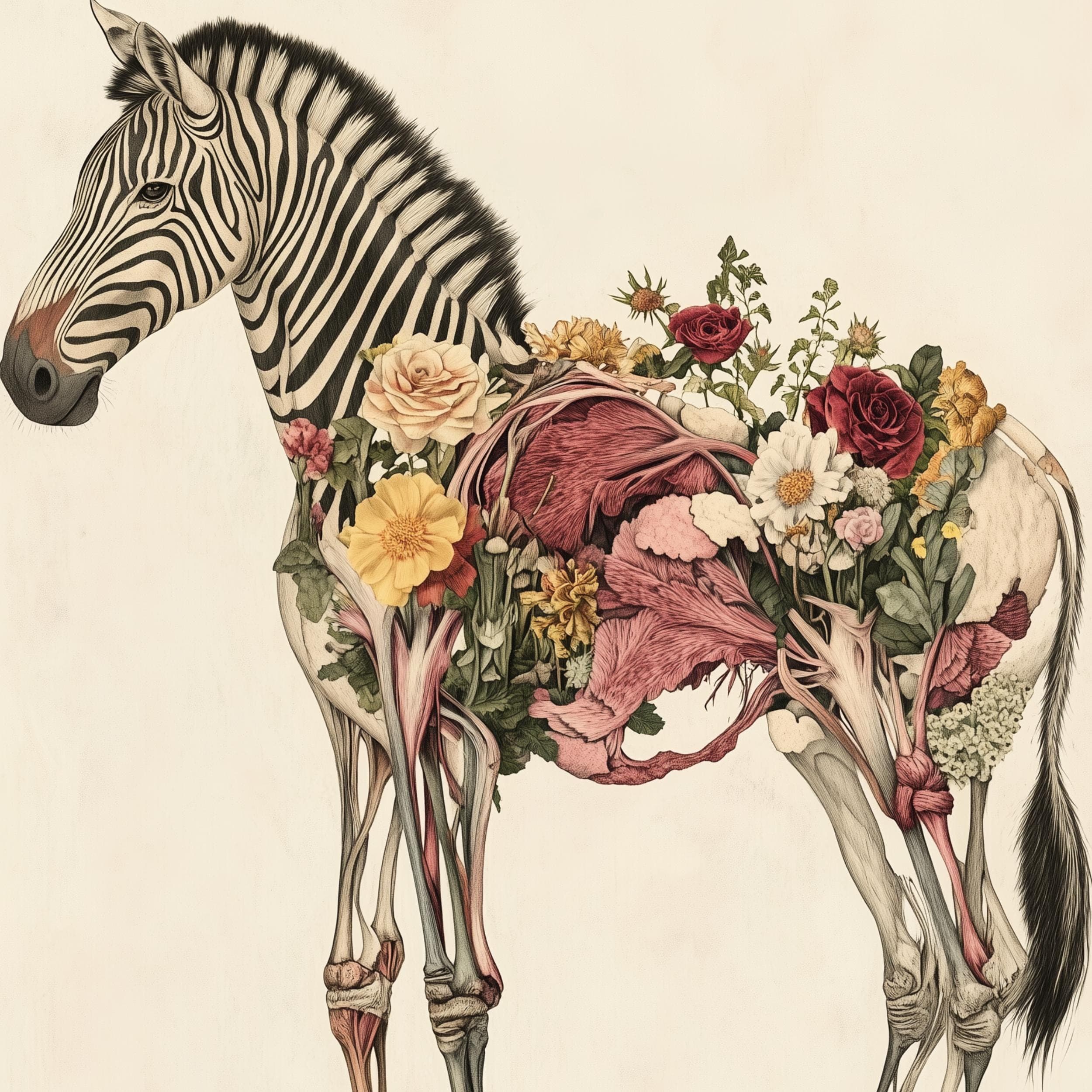 Whimsical Animal Anatomy Prints – Tiger Elephant Zebra Wall Prints, Unique Animal Prints, Eclectic Animal Wall Decor, Maximalist Wall Art - view 4