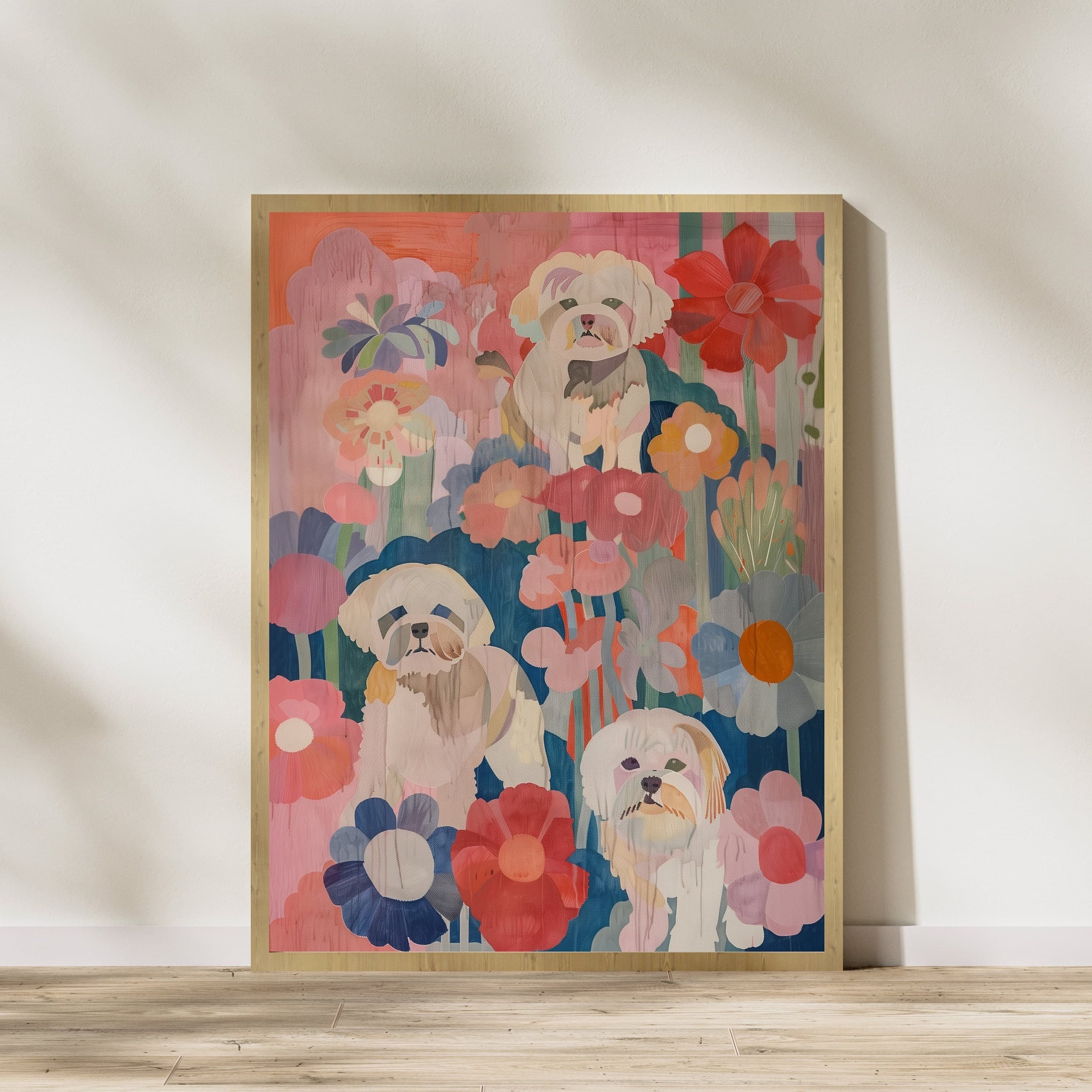 Colorful Dog Poster, Oil Painting, Digital Wall Art, Preppy Dorm Decor, Colorful Dog Print, Aesthetic Decor, Printable Dog Art, Dog lovers