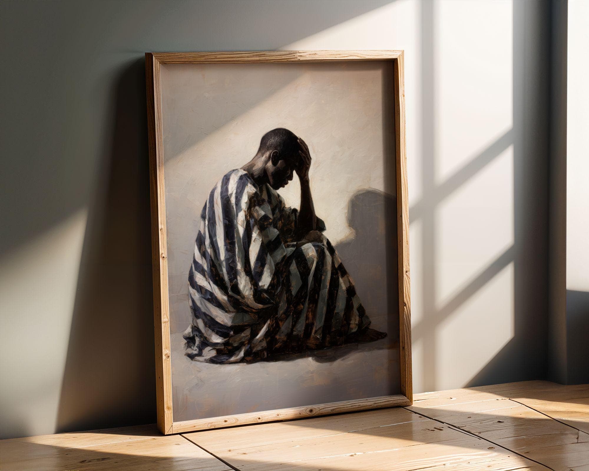 African American Wall Art, Moody Painting, Contemporary African American Art, Black Man Wall Art, Modern Figurative Painting, Neutral Decor - view 5