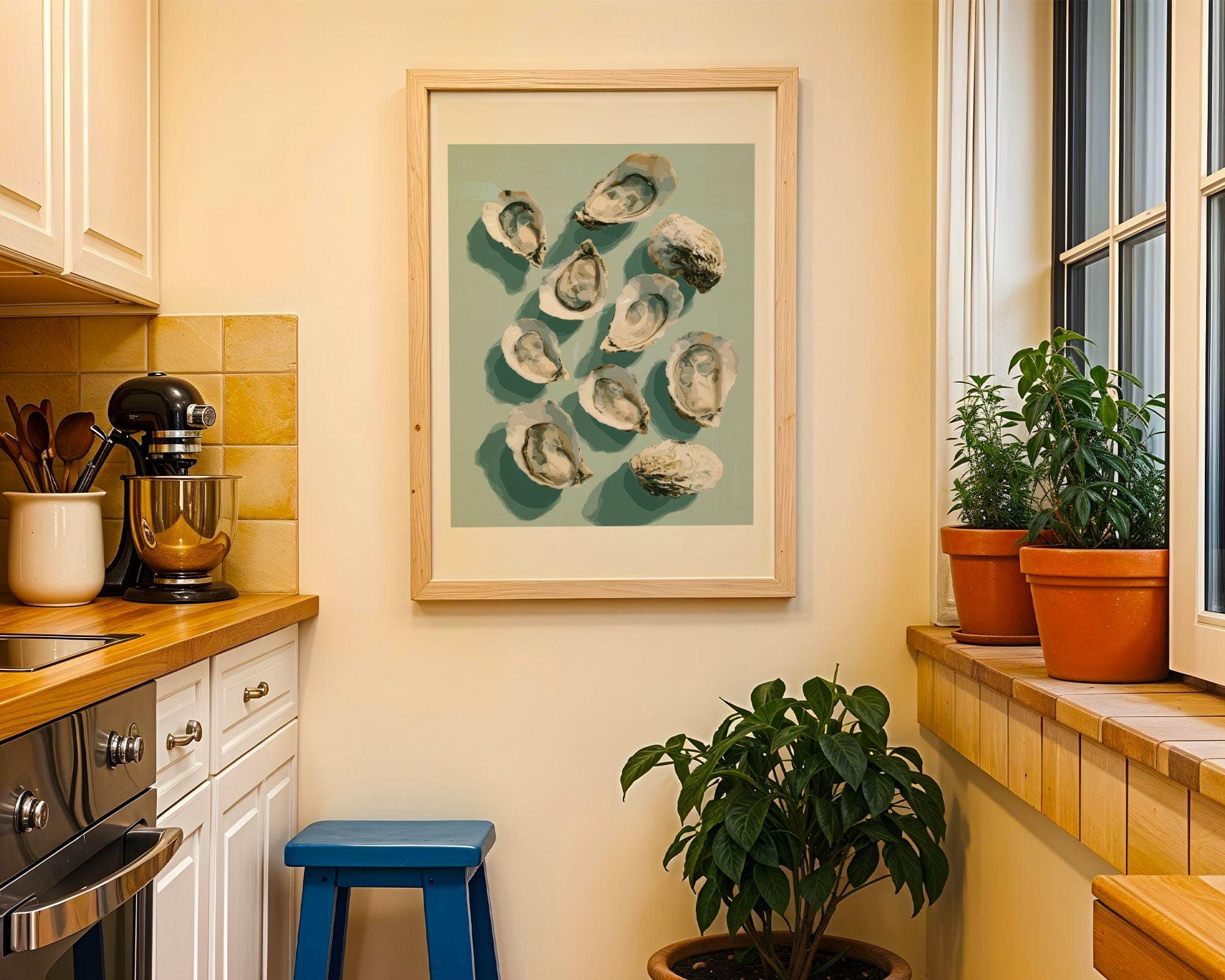 Oyster Wall Art Print, Coastal Kitchen Decor, Oyster Shell Painting, Beach House Dining Room Wall Art, Oyster Still Life, Oyster Art Print - view 7