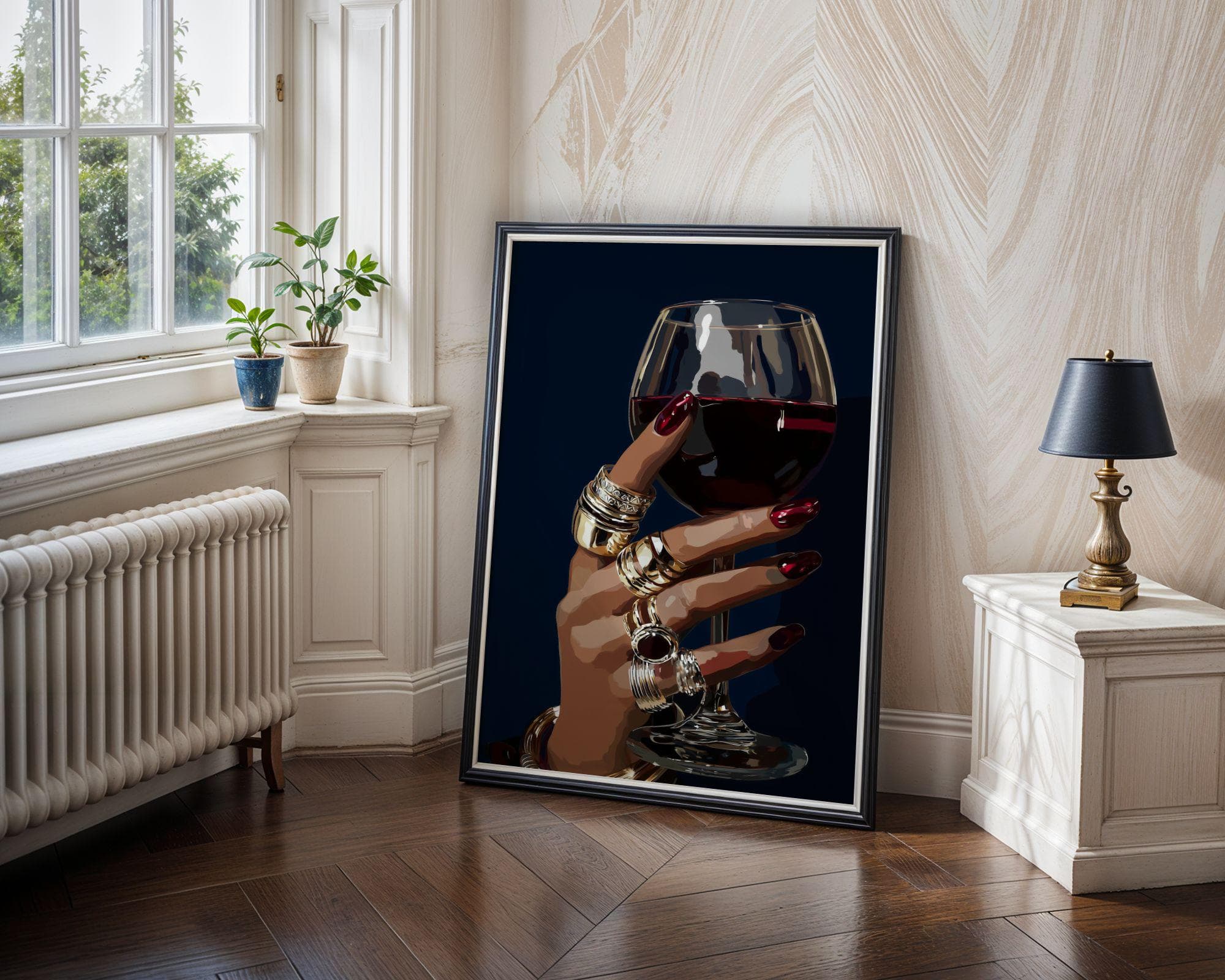 Black Woman Wall Art, Black Girl Print, Black Woman Poster, Wine Printable, Stylish Bar Decor, Bar Cart Decor, Feminine Glam Print, - view 3