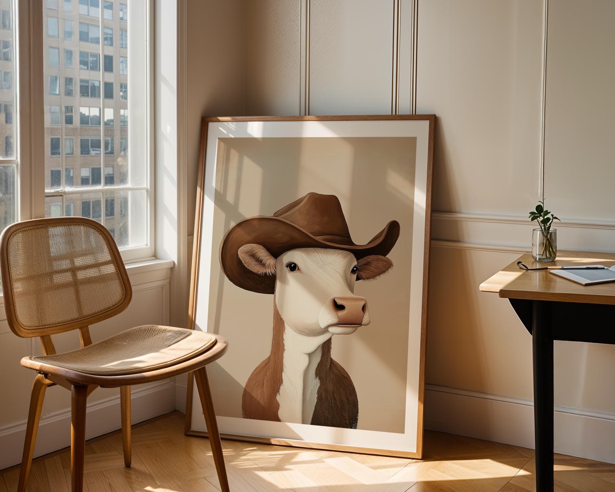 Silly Cowboy Cow Print, Brown Western Nursery Printable Art, Vintage Western Poster, Funny Cowboy Cow Poster, Rustic Cattle Ranch Decor - view 6