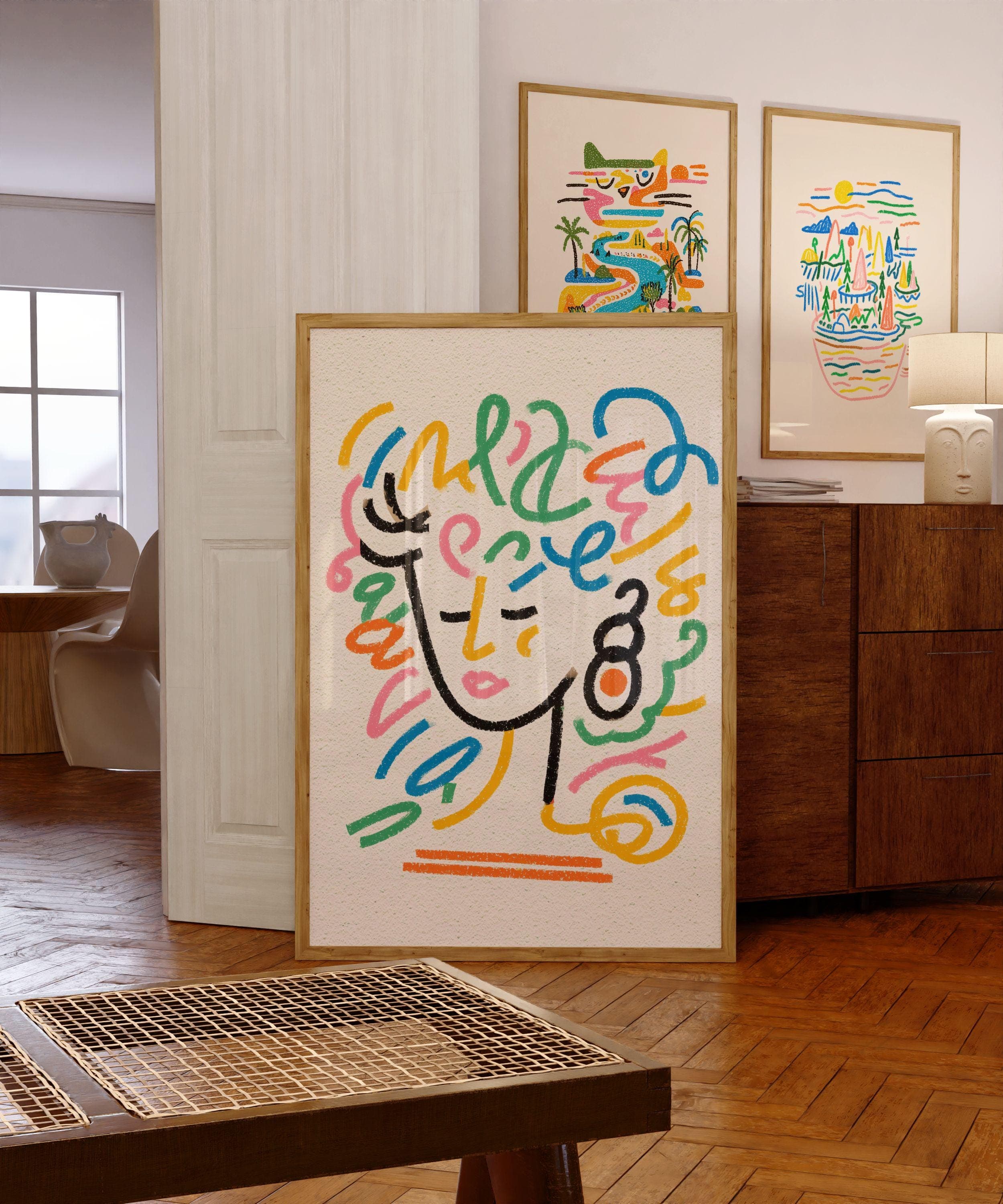 Abstract Woman Wall Art – Colorful Line Drawing Print, Colorful Line Art Print, Colorful Line Poster, Abstract Modern Wall Decor, Line art