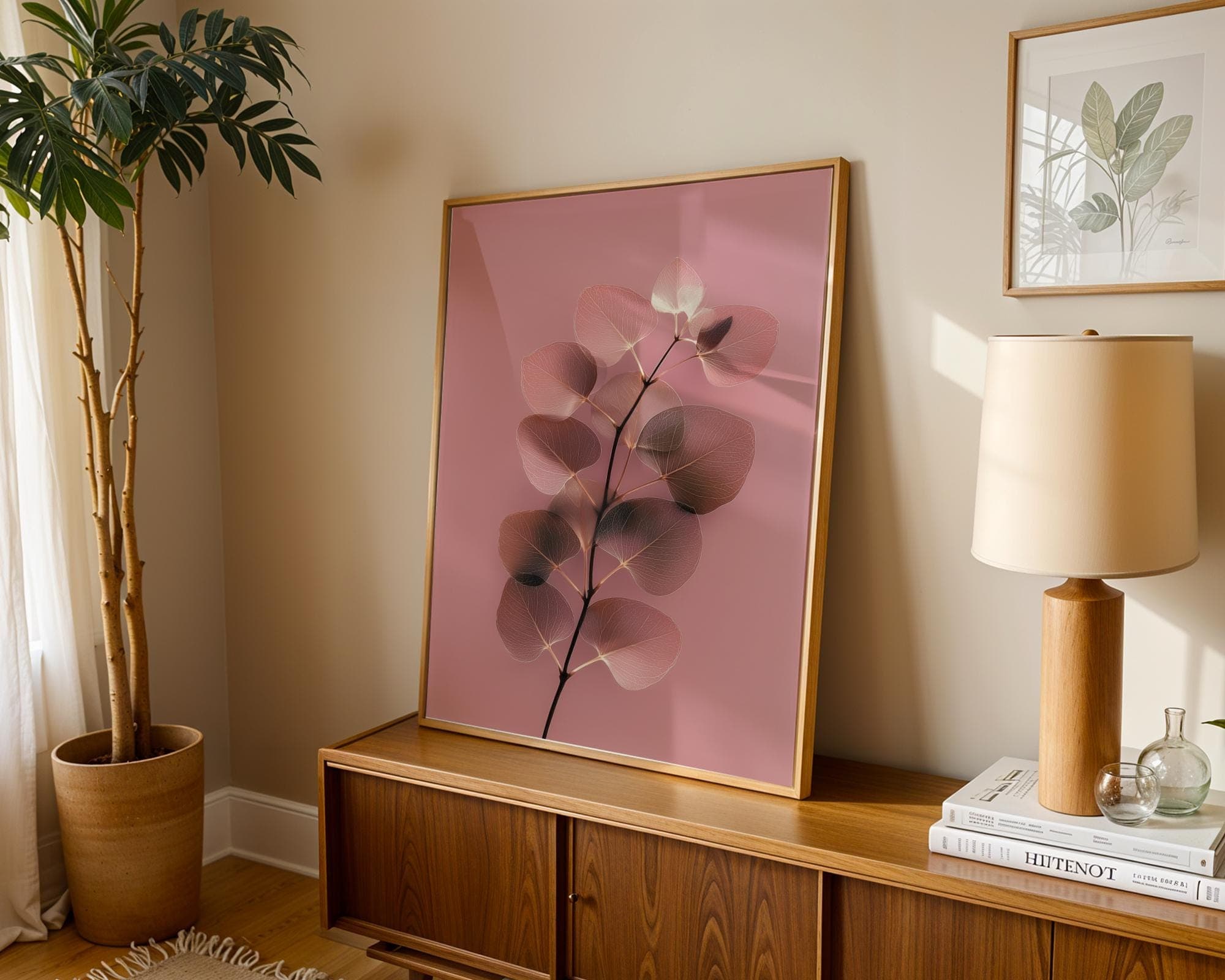 Soft Pink X-Ray Leaf Botanical Wall Art Print, Minimal Botanical Print, Soft Modern Nature Wall Art, Soft Pink Minimal Decor Poster - view 5