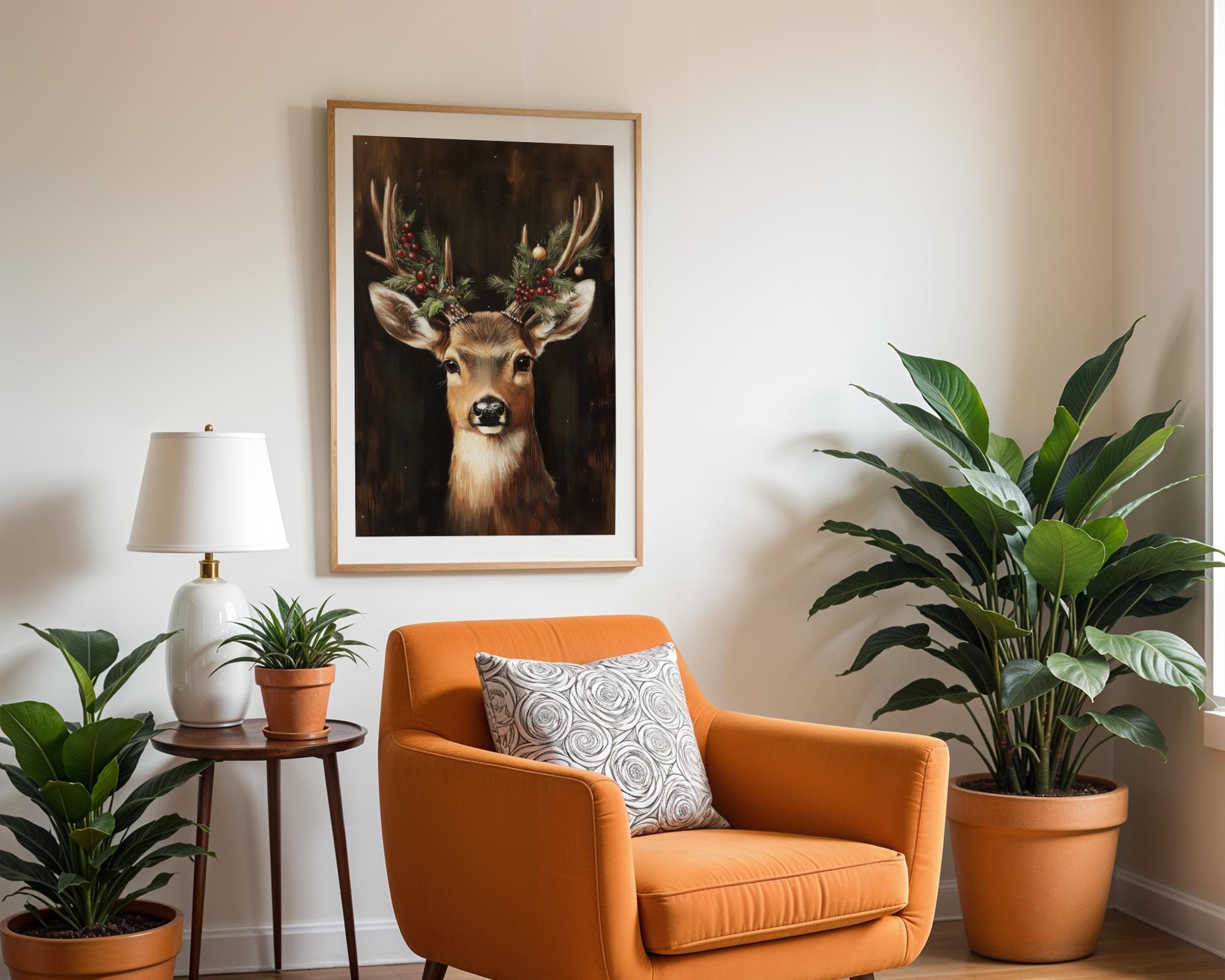 Christmas Reindeer Print, Vintage Deer Print, Farmhouse Decor, Winter Wall Art, Christmas Festive Decor, Digital Download, Deer Poster - view 6