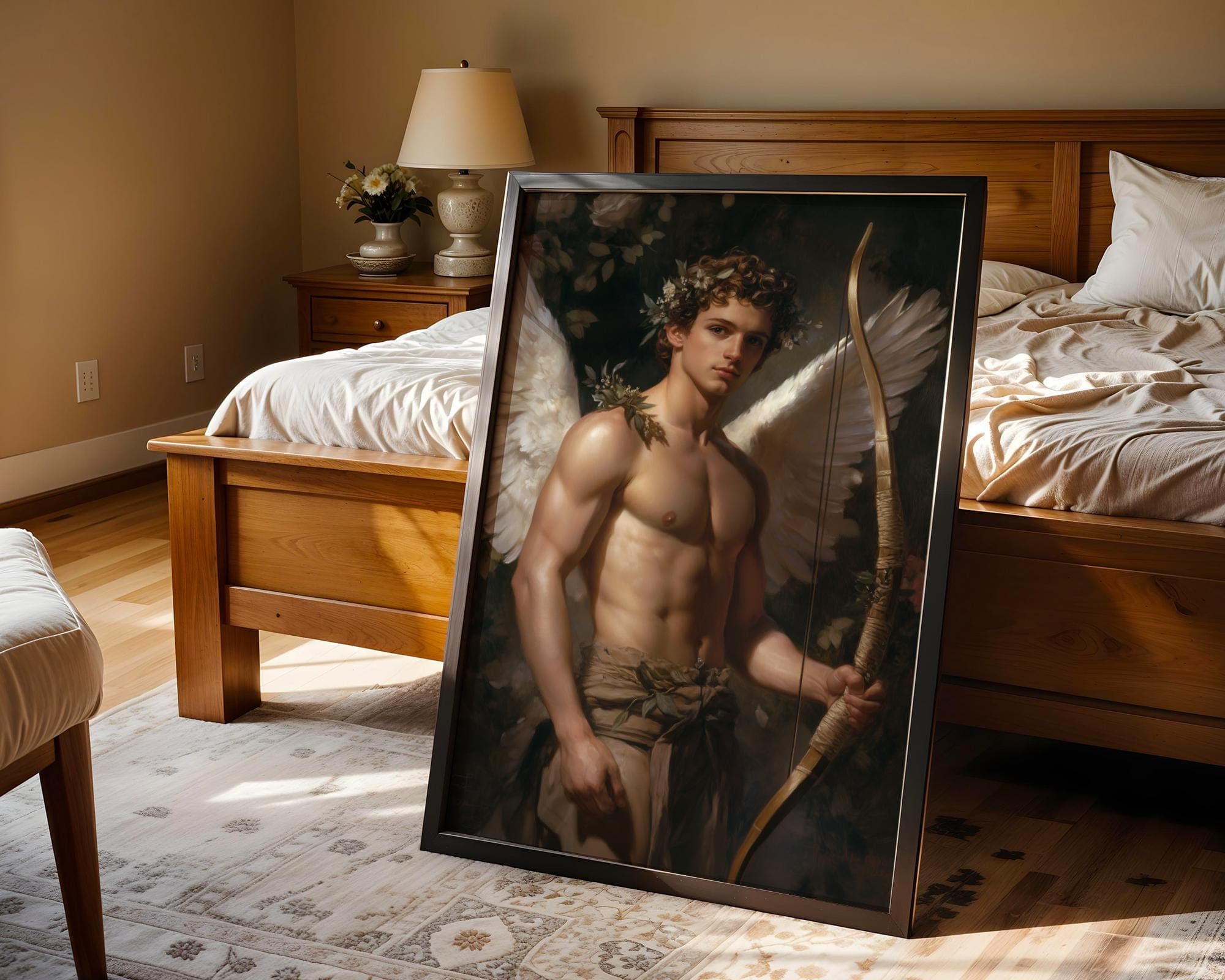Victorian Angel Wall Decor, Classical Cupid Digital Artwork, Classical Angel Wall Art, Angelic Wall Decor Print, Victorian Digital Painting - view 4