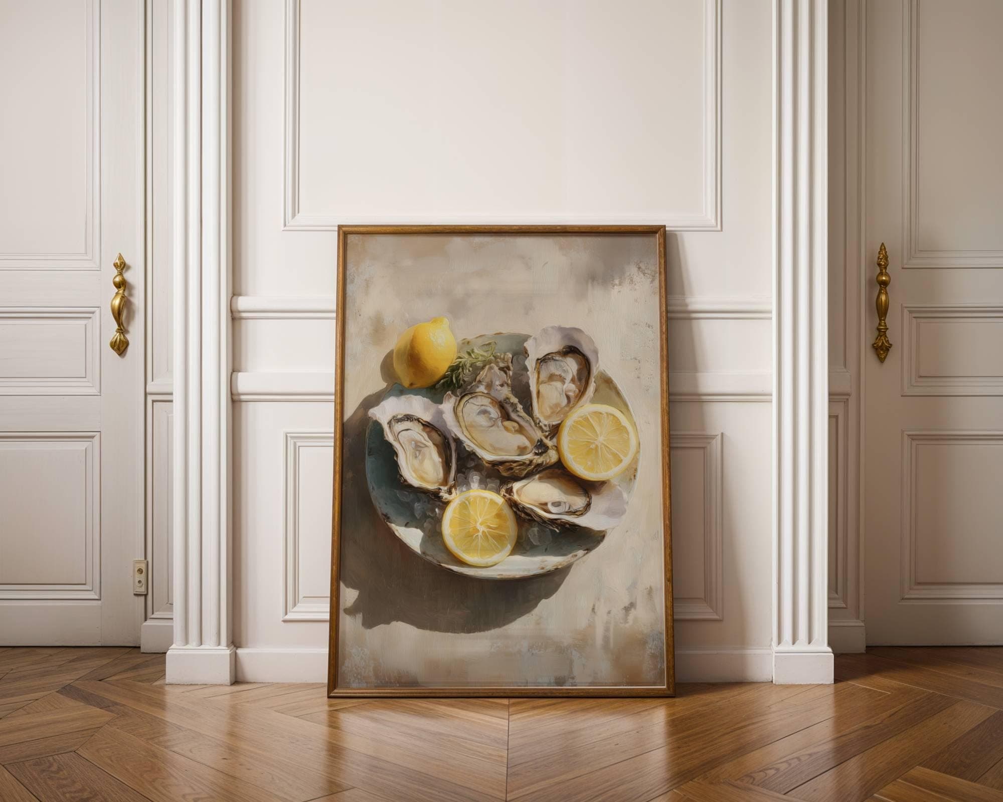 Oyster Painting Kitchen Wall Art Coastal Dining Decor, Coastal Oyster Wall Art Print, Seafood Painting, Kitchen Decor, Oyster Still Life Art - view 5
