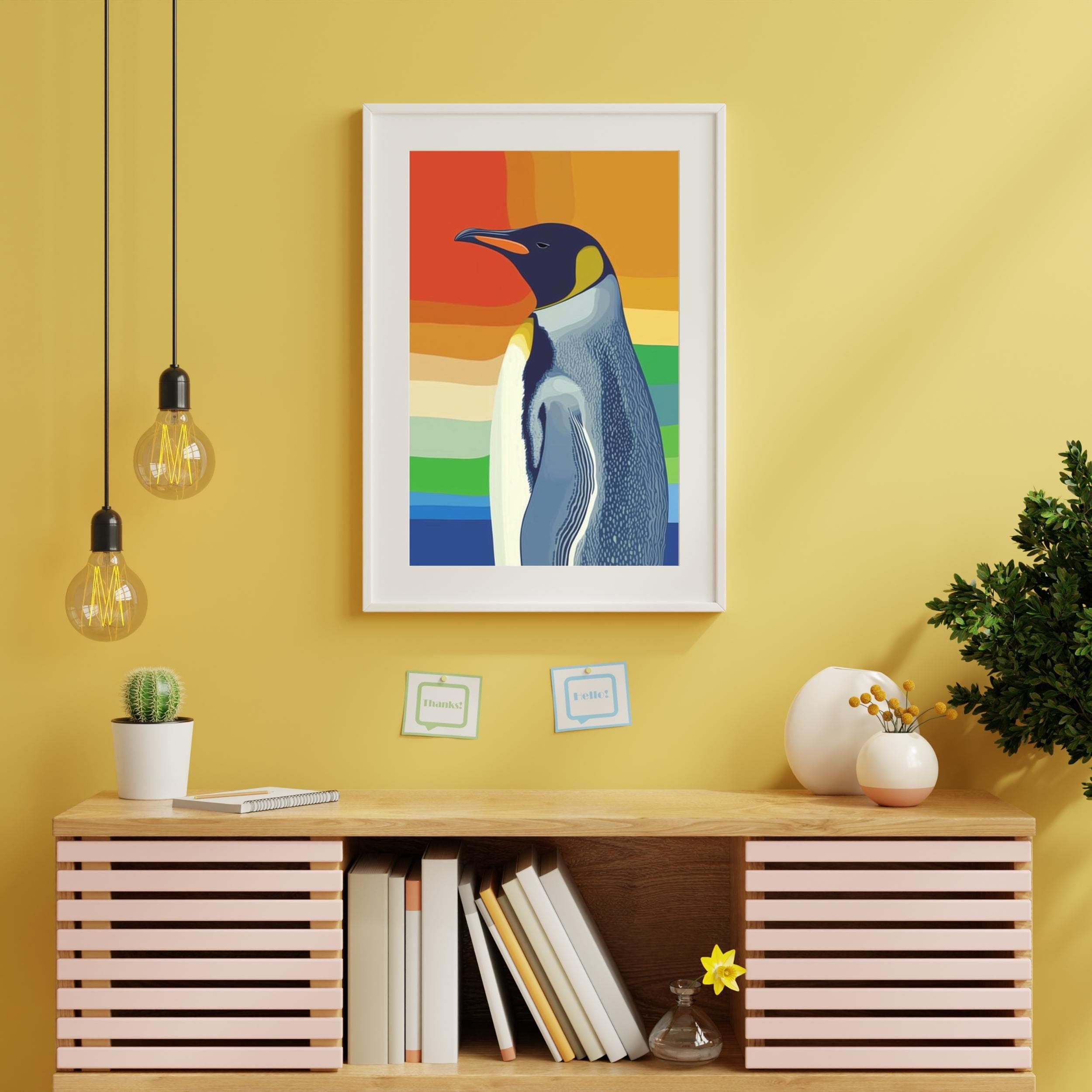 Colorful Penguin Poster, Wall Art for the Animal Lover, Aesthetic Prints, Digital Animal Printable Art, Maximalist Penguin Wall Art - view 3