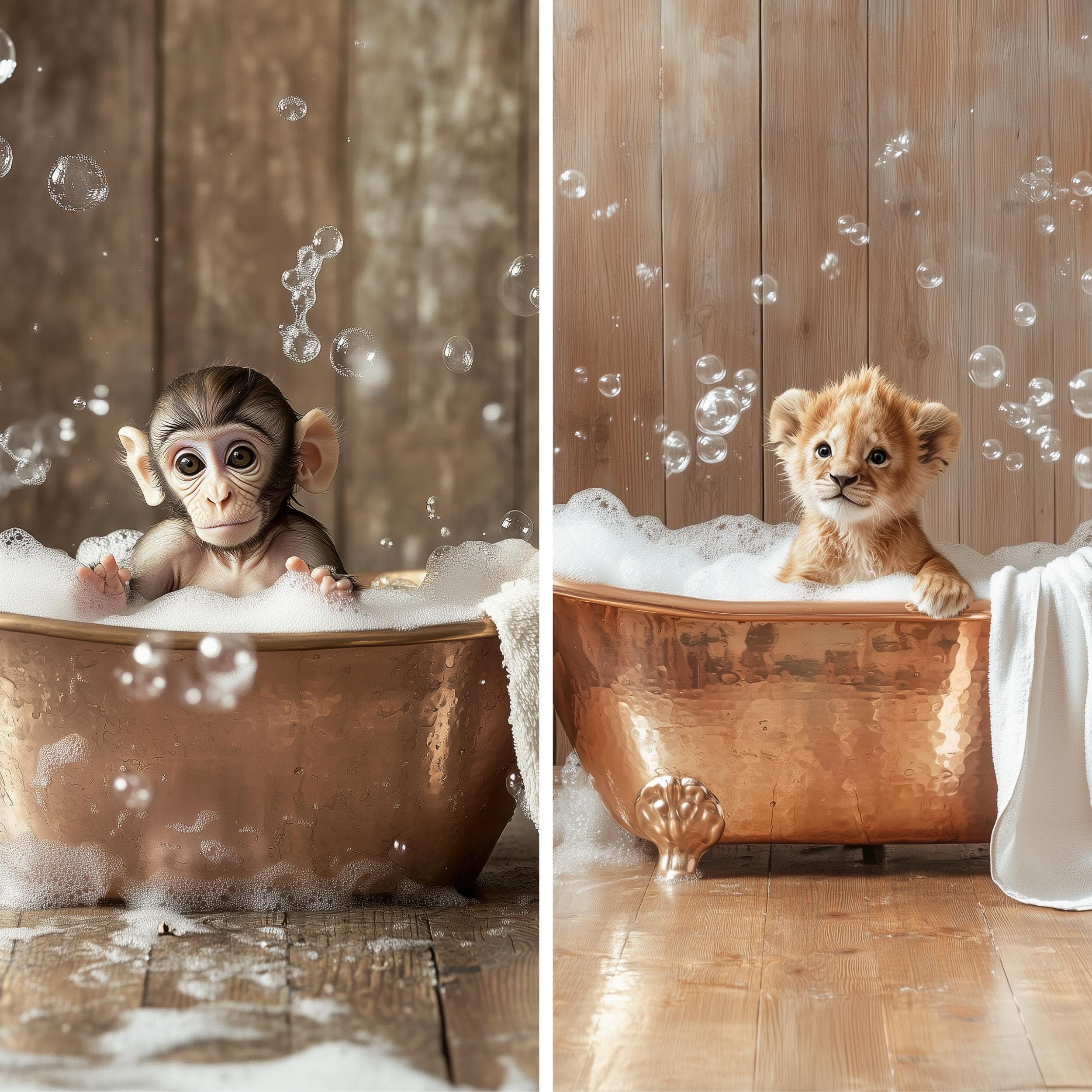 Animal in Bathtub Print, Funny Bathroom Wall Decor, Nursery Animal Prints, Animal Gallery Set, Set of 6, Bathroom Art Print, Safari Bathtub - view 6