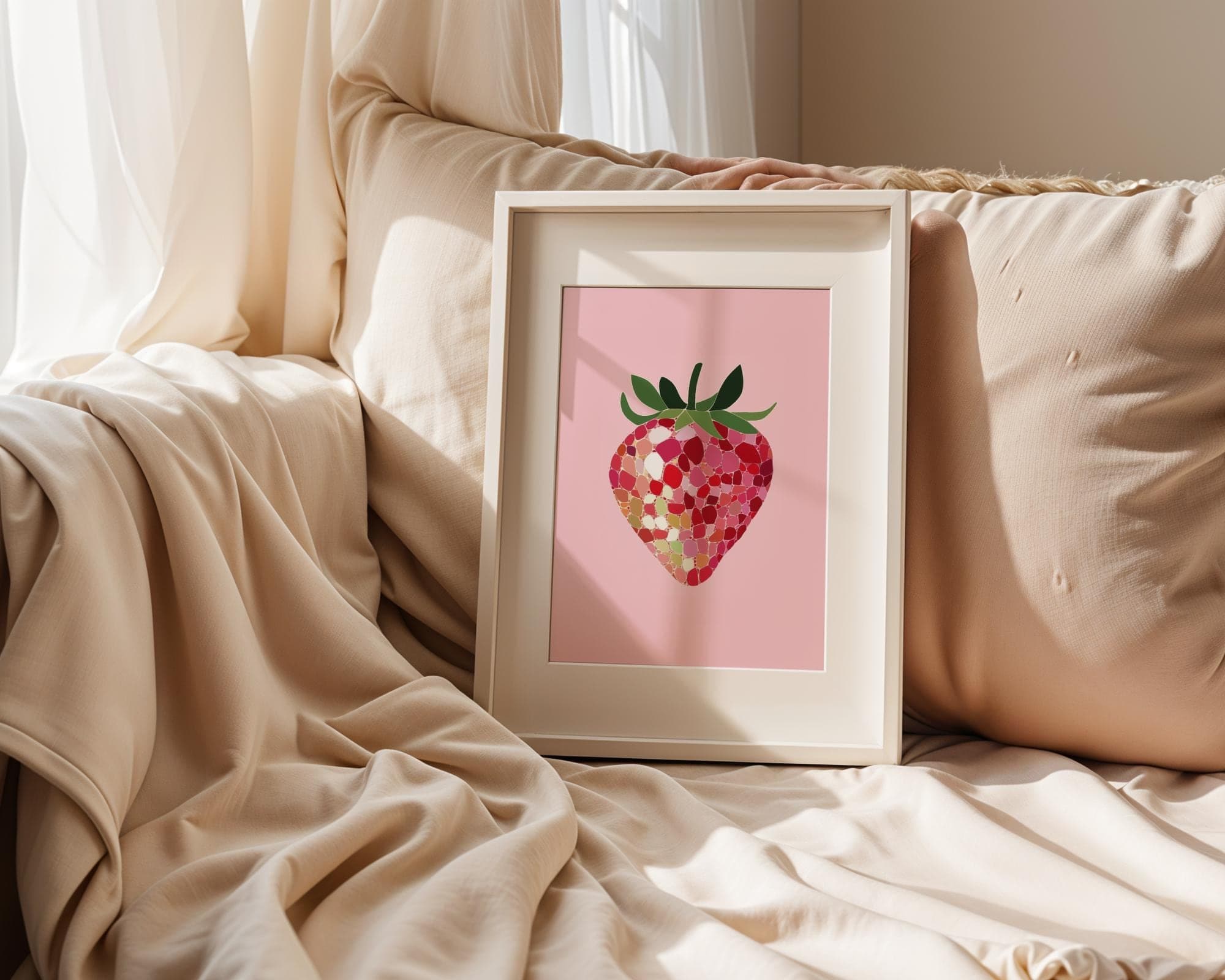 Pink Disco Strawberries Art Print | Wall Art Poster | Pink Kitchen Decor, Preppy | Trendy | Kitchen Decor | Digital PRINTABLE, UNFRAMED Art - view 4