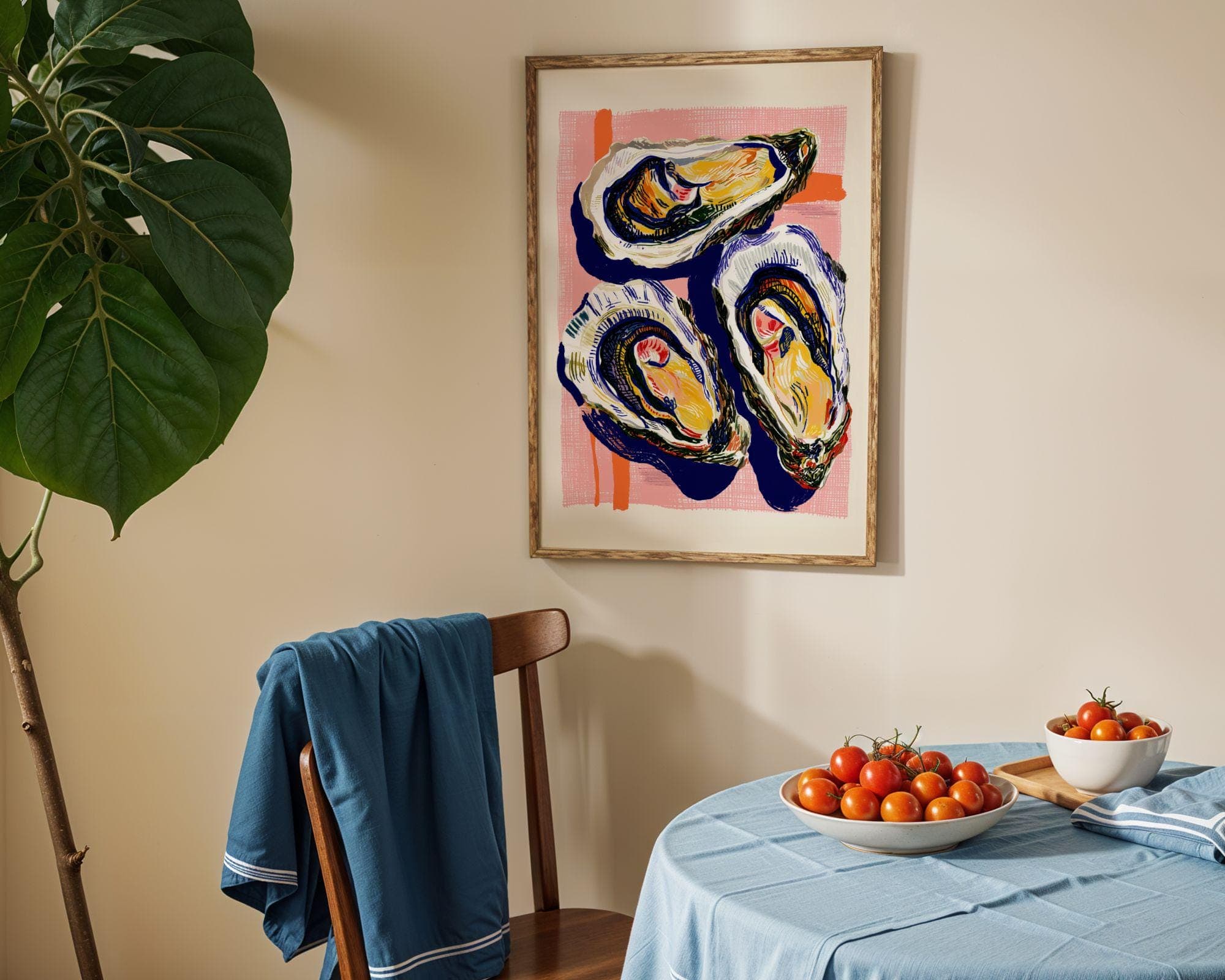 Colorful Oyster Wall Art Print, Coastal Kitchen Decor, Modern Seafood Illustration, Nautical Beach House Wall Art, Oyster Print, Digital Art - view 7