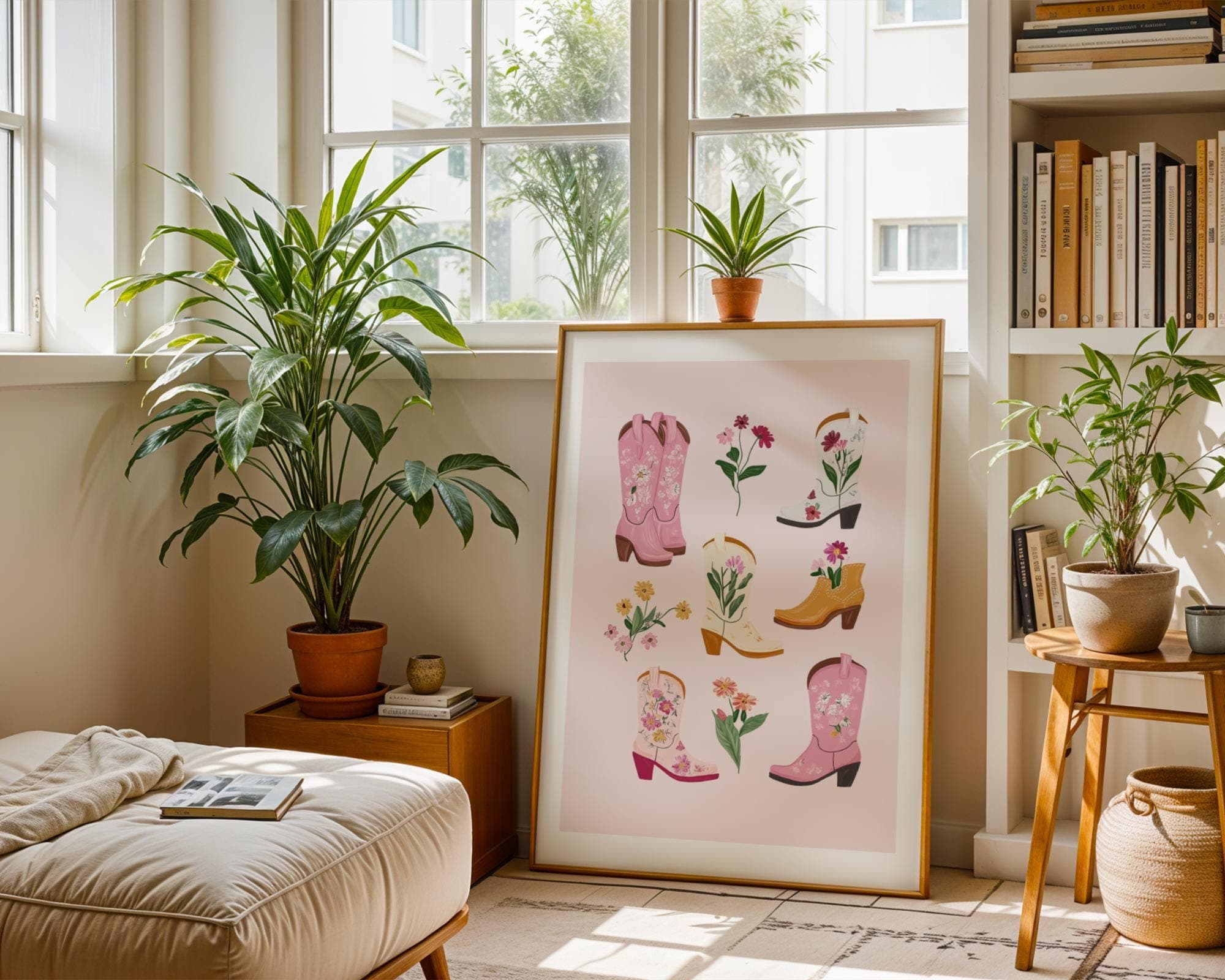 Floral Cowboy Boots Print, Girly Western Wall Decor (Digital Download) - view 4