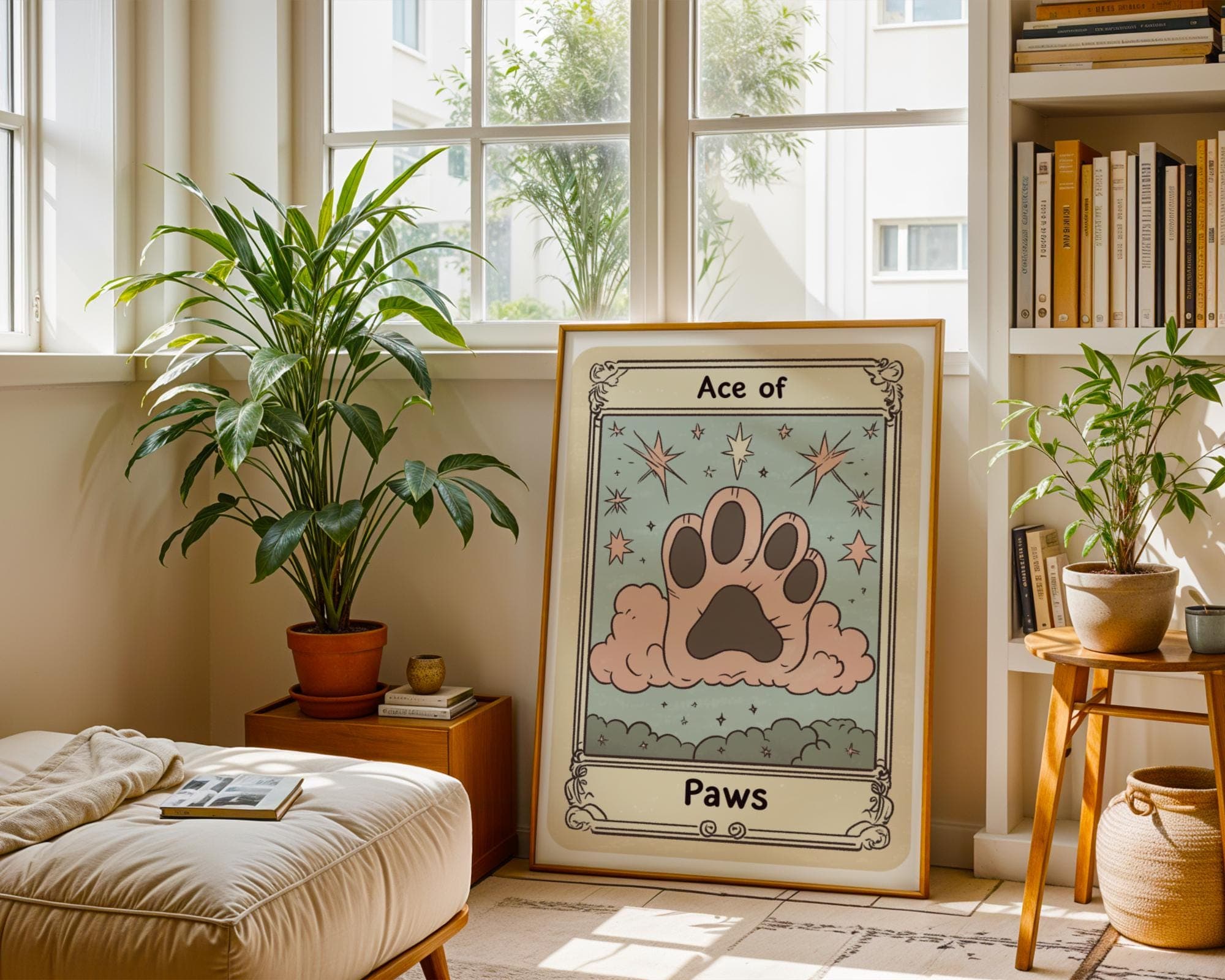 Ace of Paws Tarot Art, Downloadable Ace Art, Celestial Cat Paw Print, Vintage Tarot Cat Art, Ace of Paws Poster, Tarot Aesthetic, Card Print - view 6