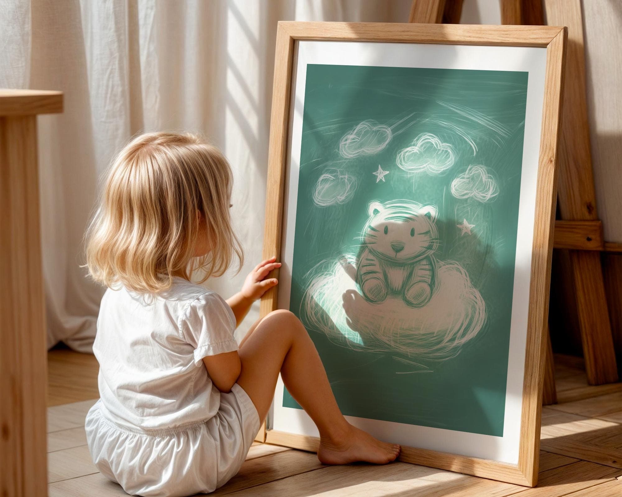 Chalkboard Tiger Nursery Wall Art, Baby Tiger Wall Art, Cute Baby Room Decor, Tiger Kids Room Poster, Printable Baby Tiger Art, UNFRAMED - view 5