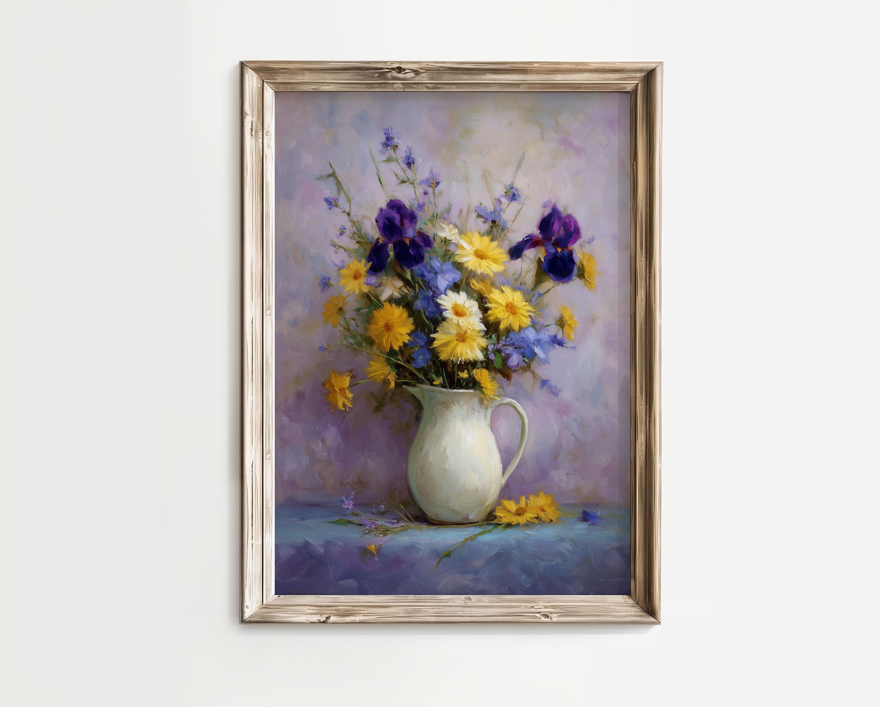 Vintage Floral Bouquet Art, Cottagecore Flower Print, Vintage Floral Still Life Print, Kitchen Wall Art, Cottagecore Botanical Decor