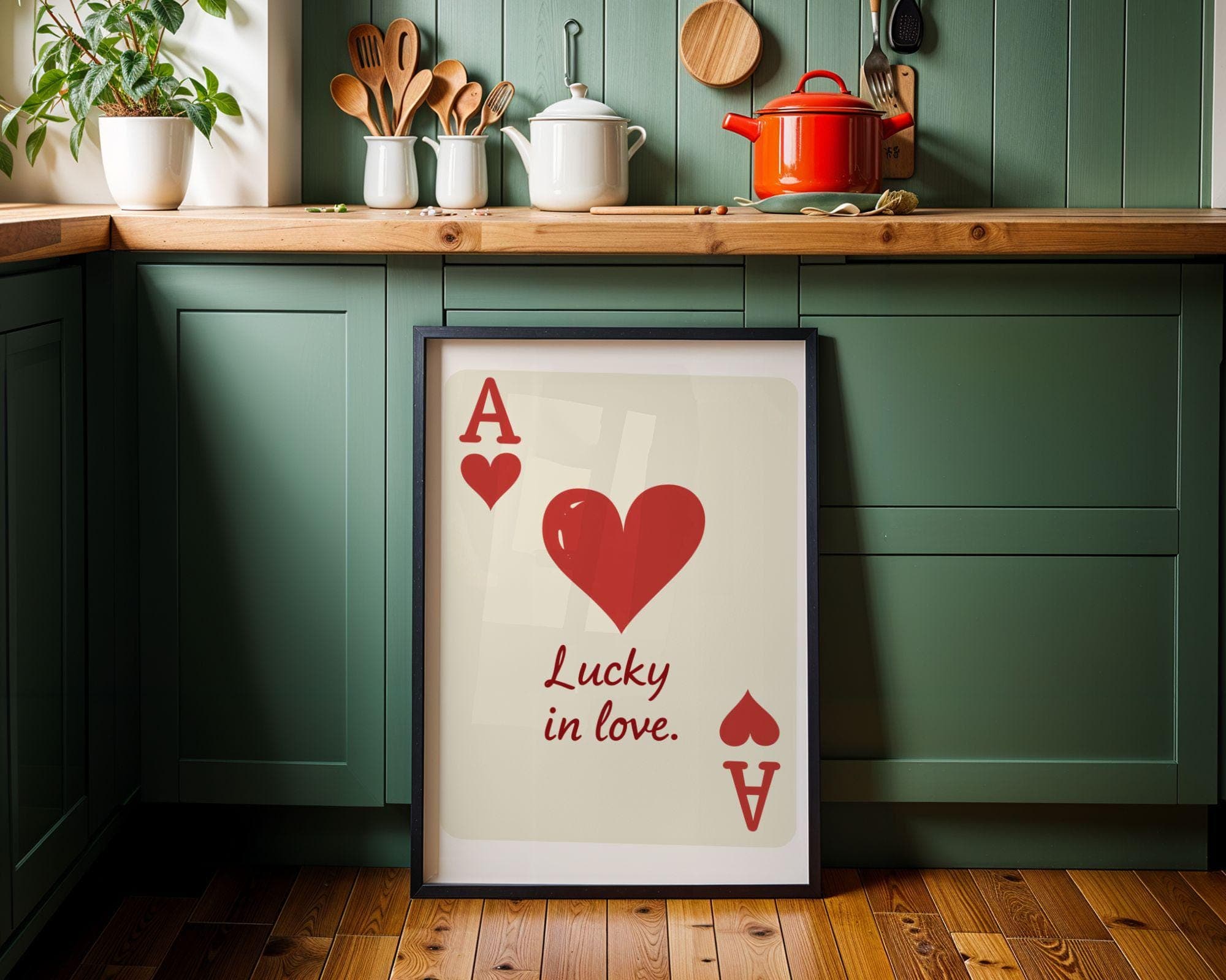 Lucky in Love Wall Decor, Ace of Hearts, Valentine's Gift, , Ace of Hearts Print, Playing Card Poster, Trendy Maximalist Wall Art - view 3