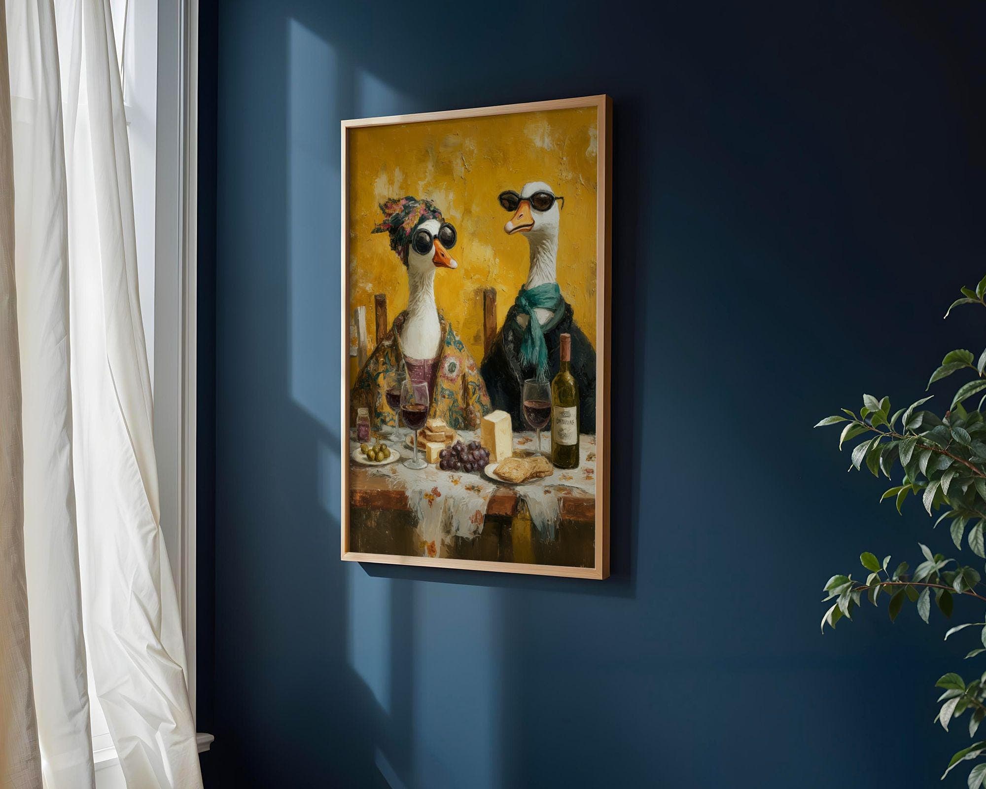 Funny Duck Wall Art, Funny Goose Art, Quirky Wall Art for Kitchen, Funny Kitchen Art, Wine Lover Wall Art, Silly Goose Wall Print, Digital - view 2