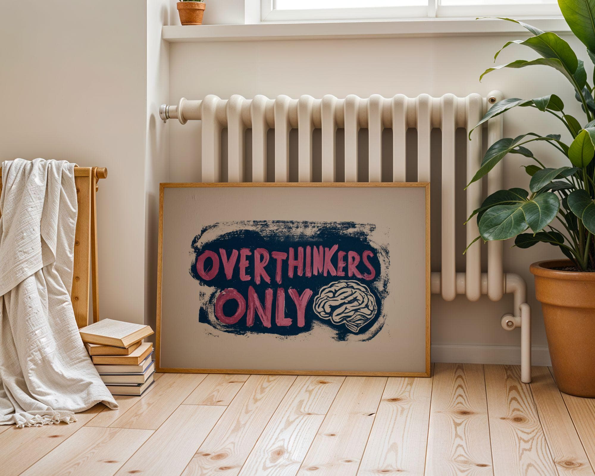 Overthinkers Only Wall Art, Funny Office Poster, Funny Quote Poster, Mental Health Typography Print, Dorm Room Poster, Trendy Office Decor