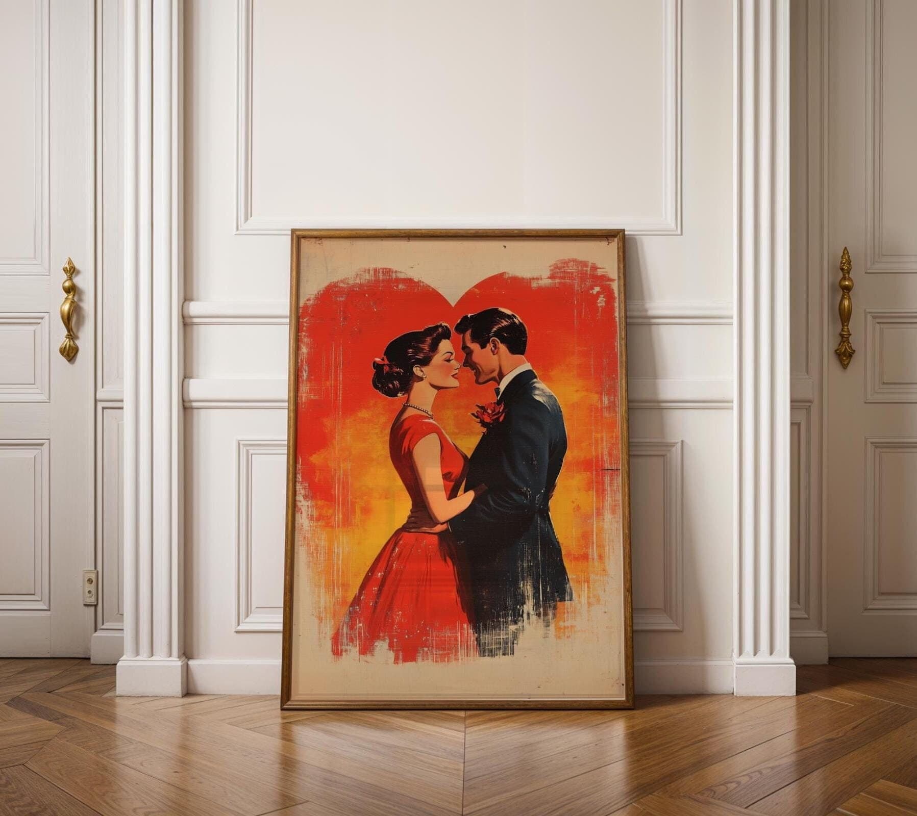 Vintage Couple Wall Art, Vintage Digital Wall Art, Printable Romantic Couple Wall Art, Love Wall Art, Couple Painting, Hugging Couple Print