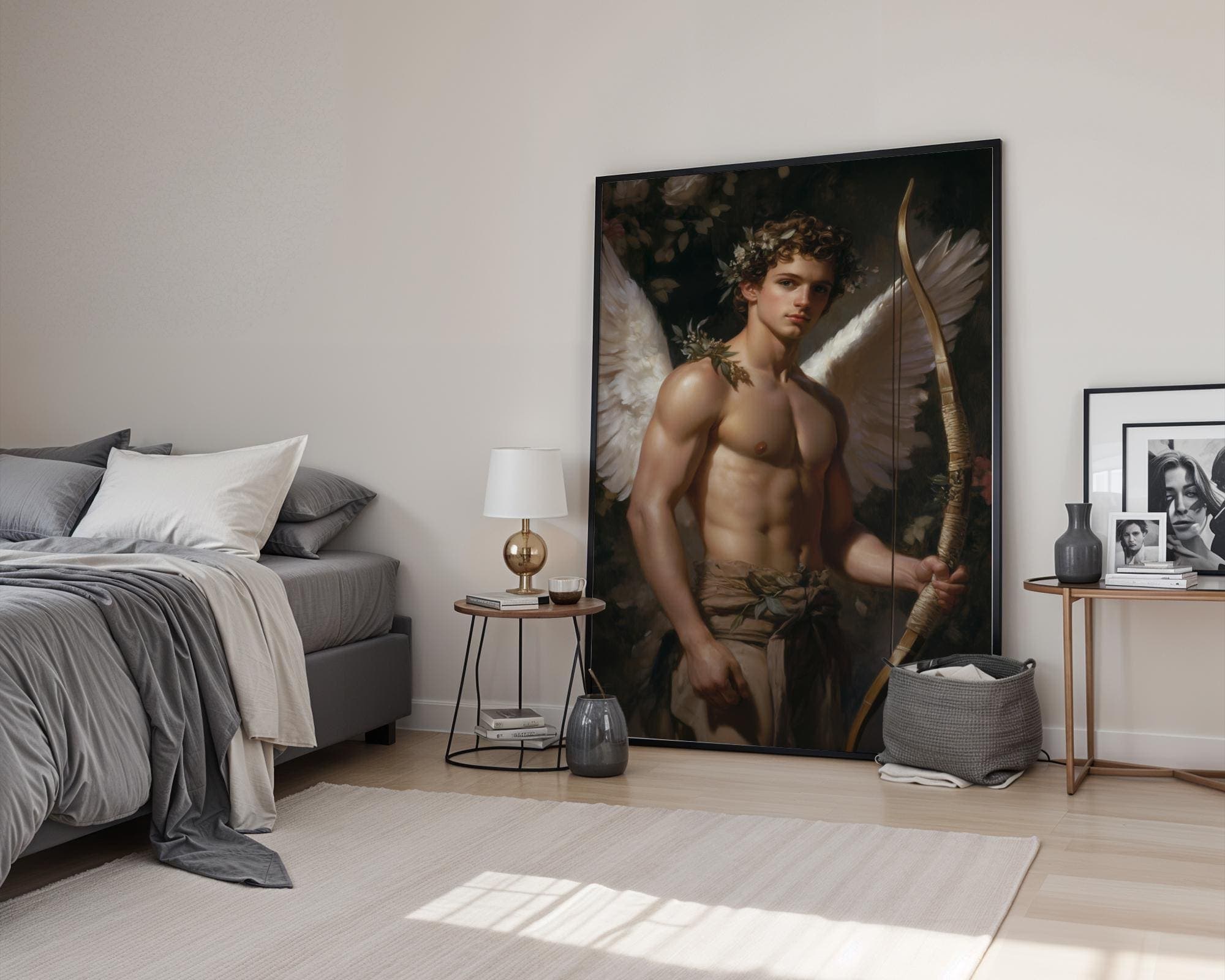 Victorian Angel Wall Decor, Classical Cupid Digital Artwork, Classical Angel Wall Art, Angelic Wall Decor Print, Victorian Digital Painting - view 6