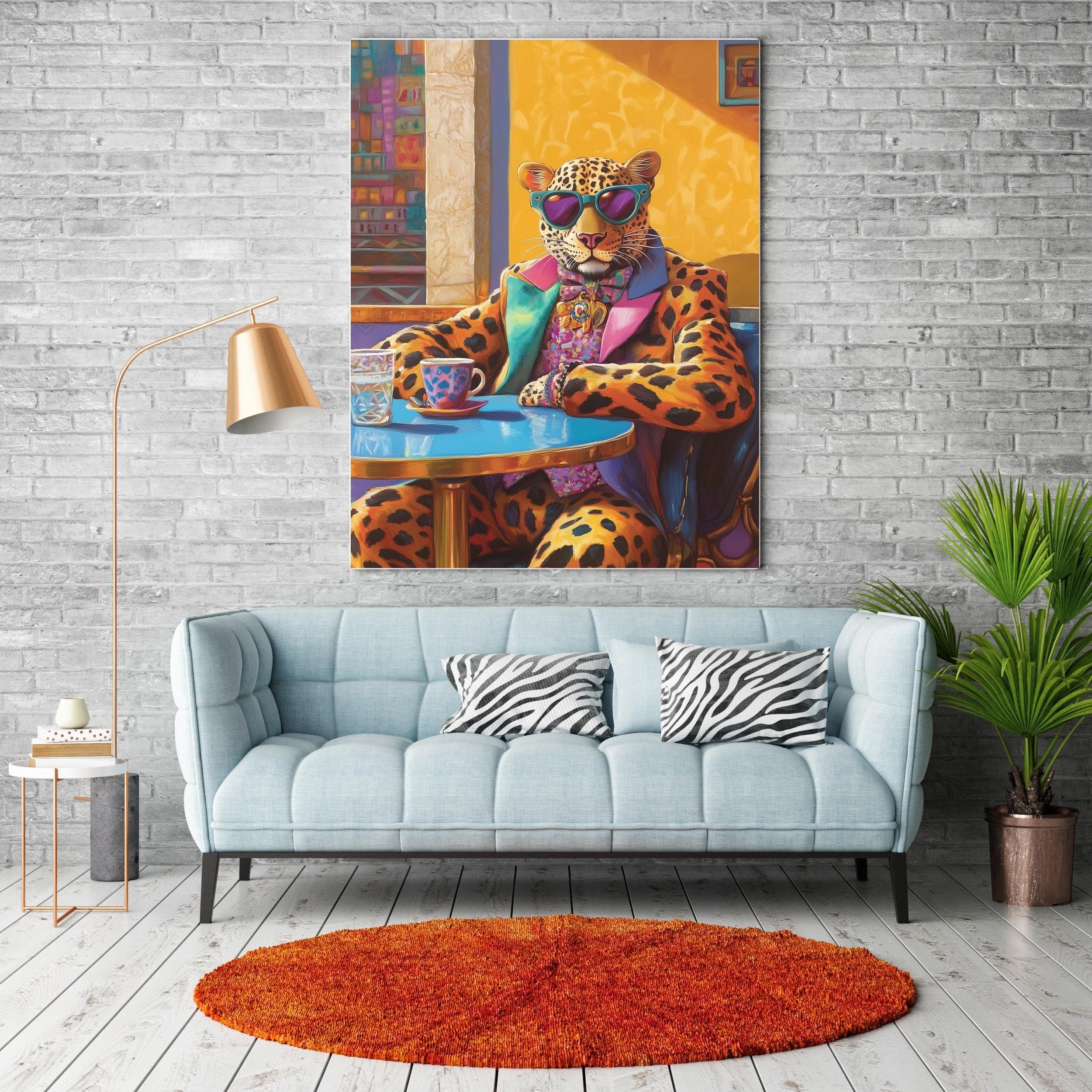 Funky Leopard Print, Maximalist Eclectic Wall Art, Preppy Decor, Colorful Art, Apartment Decor, Dopamine Decor, Pink and Orange Wall Art - view 5