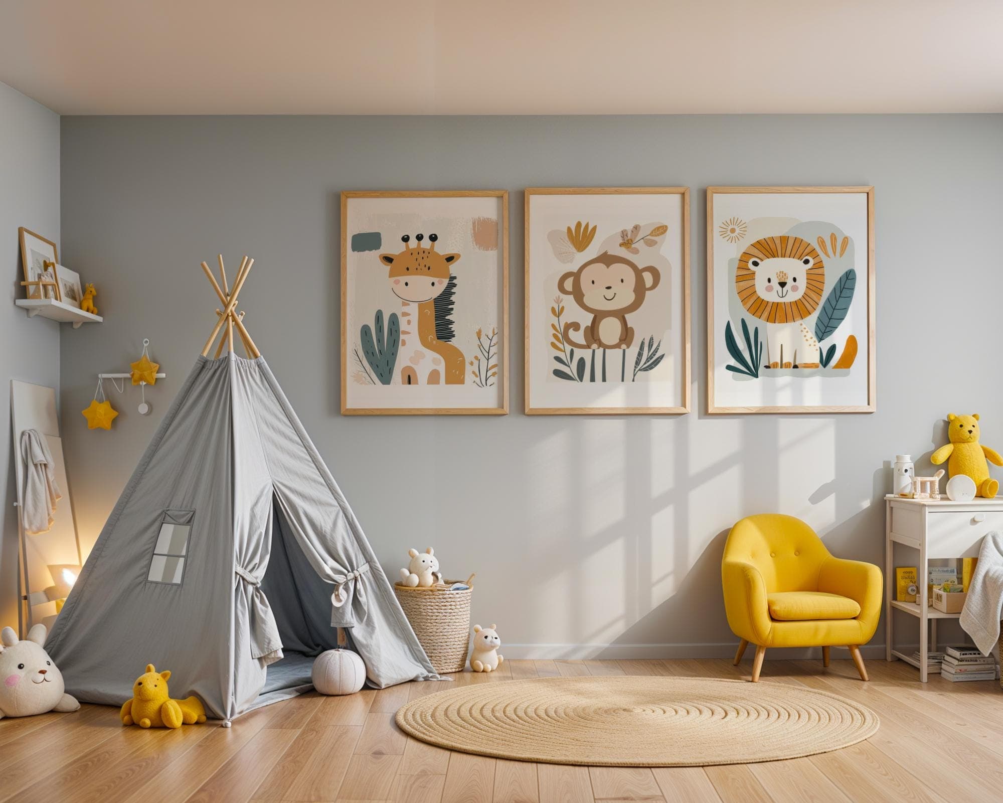 Safari Animal Nursery Wall Art, Lion, Monkey, Giraffe Prints for Kids, Bohemian Safari Animal Wall Print, Safari Kids Room Decor, Printable - view 2