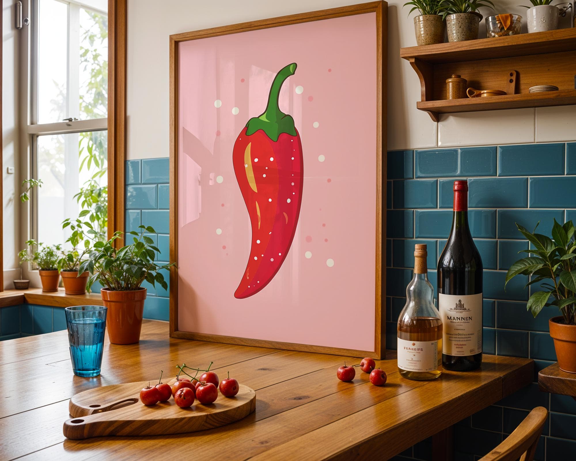 Chili Pepper Wall Art | Vintage Print | Red Hot Chili Pepper Art | Kitchen Decor | Trendy Art | Digital | Pink Wall Decor | PRINTABLE - view 6