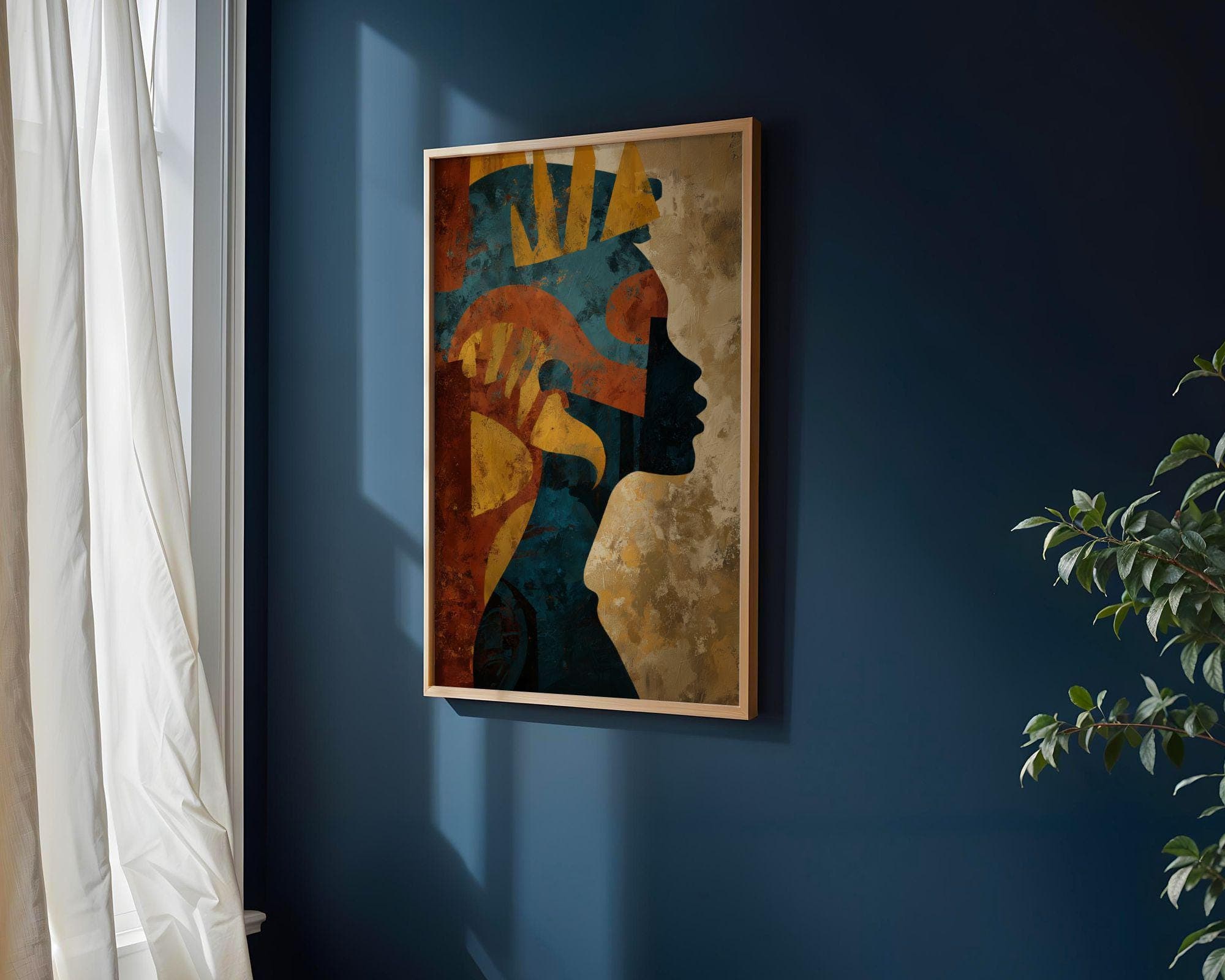 Afrocentric Abstract Wall Art, African American Wall Art, Black Woman Wall Art, Modern Afrocentric Canvas, Cultural Home Decor, Digital Art - view 2