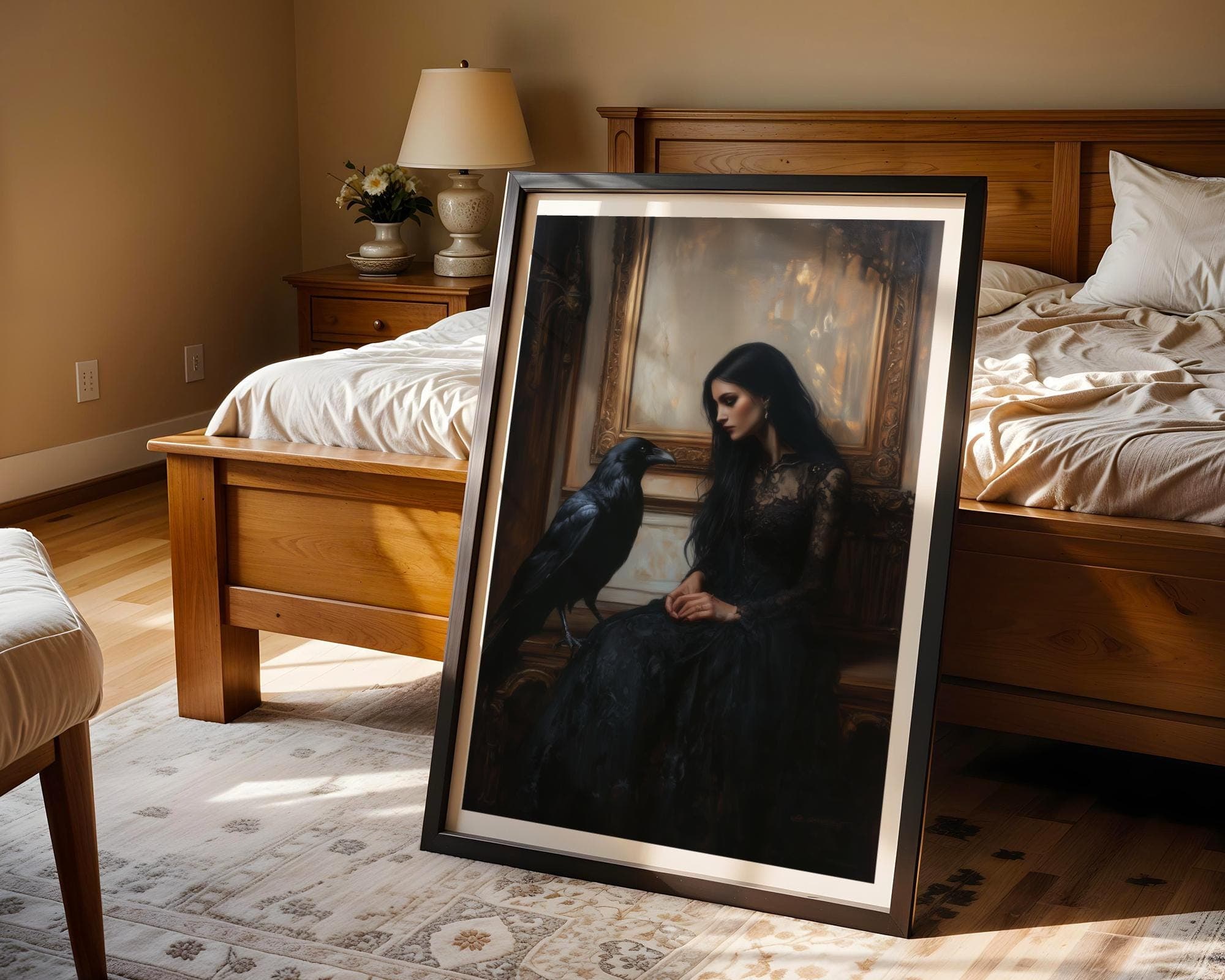 Gothic Princess, Artful Raven Art, Dark Romance, Gothic Beauty Printable Fine Art, Gothic Oil Painting Print, Moody Victorian Art, Dark Goth - view 5