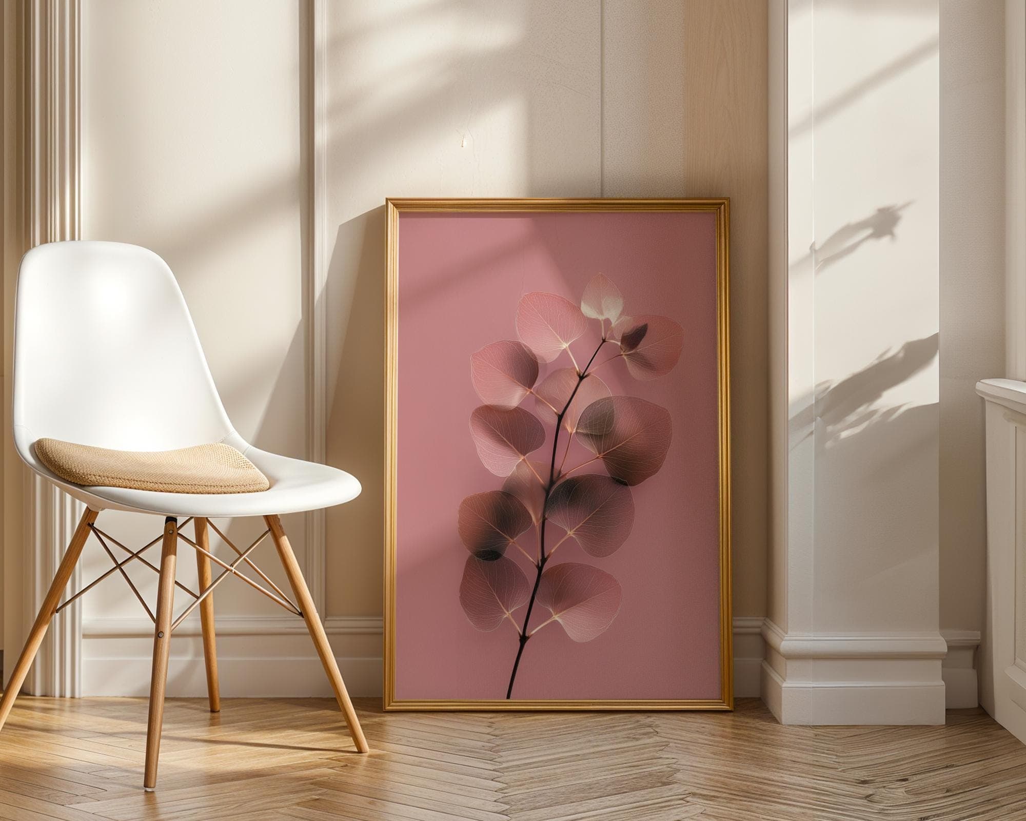 Soft Pink X-Ray Leaf Botanical Wall Art Print, Minimal Botanical Print, Soft Modern Nature Wall Art, Soft Pink Minimal Decor Poster - view 2