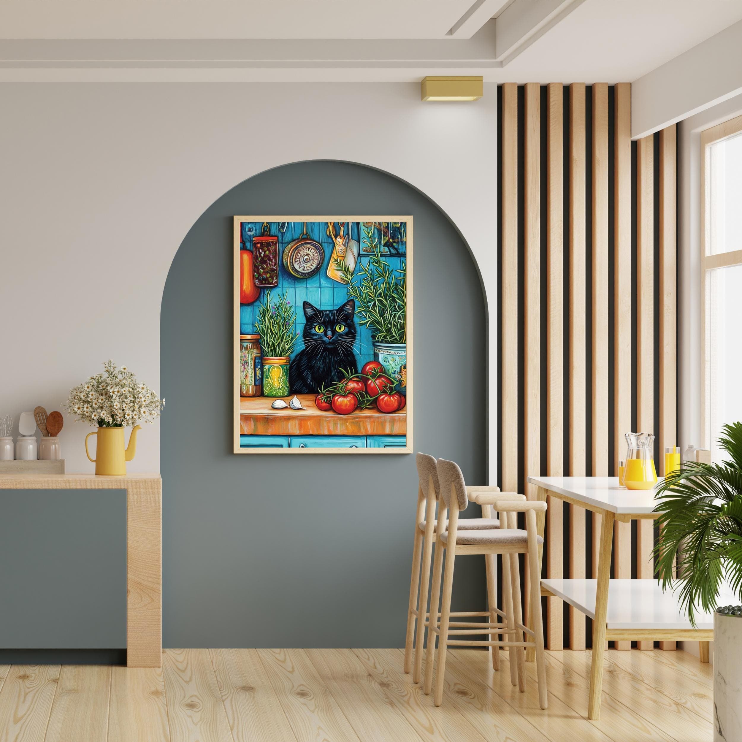 Whimsical Black Cat Kitchen Print, Vintage Farmhouse Art (Digital Download) - view 4