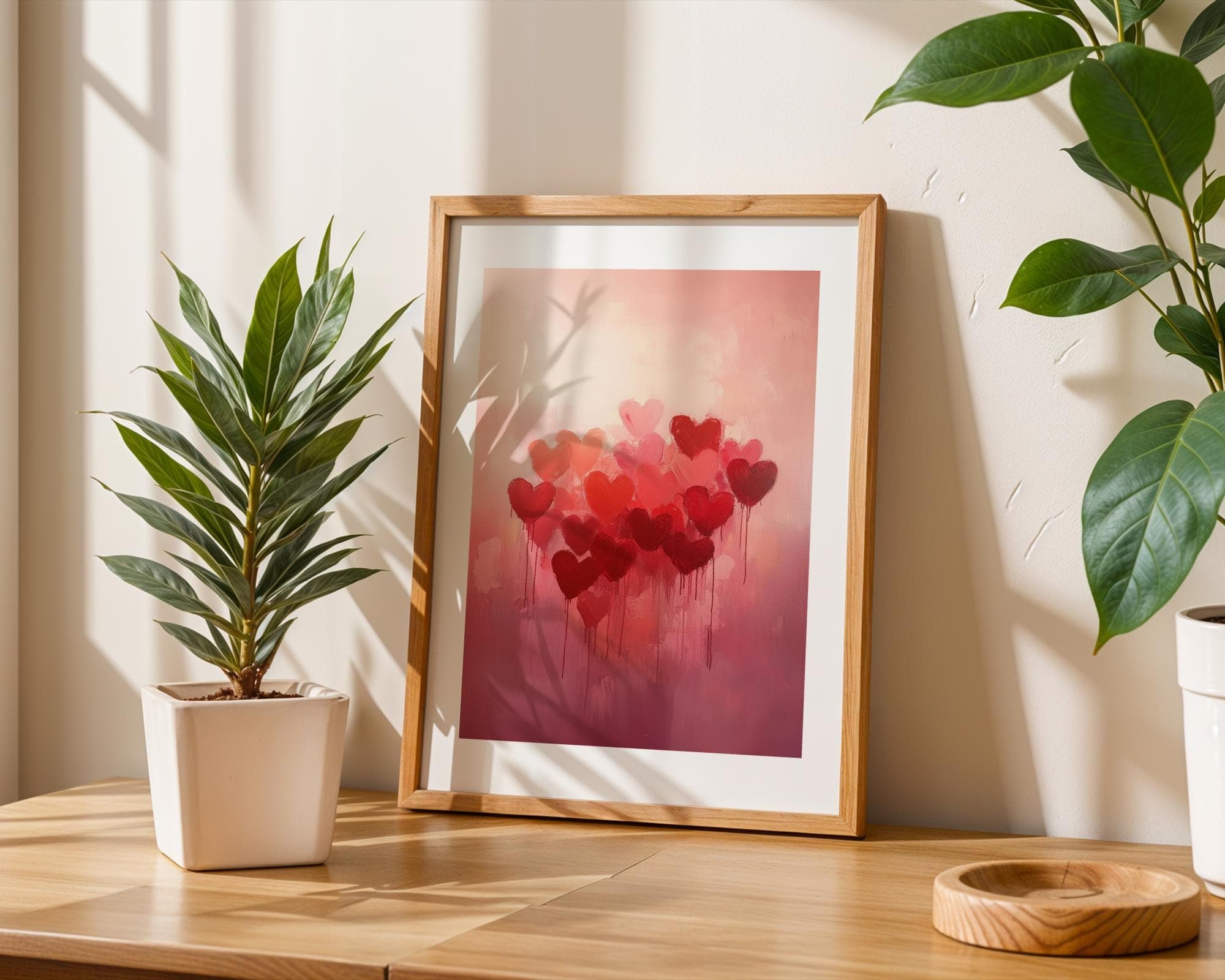 Abstract Heart Art Print, Valentine’s Day Wall Art, Valentine Home Decor, Vintage Valentines Day Decor, Romantic Wall Art, Digital Heart Art - view 7